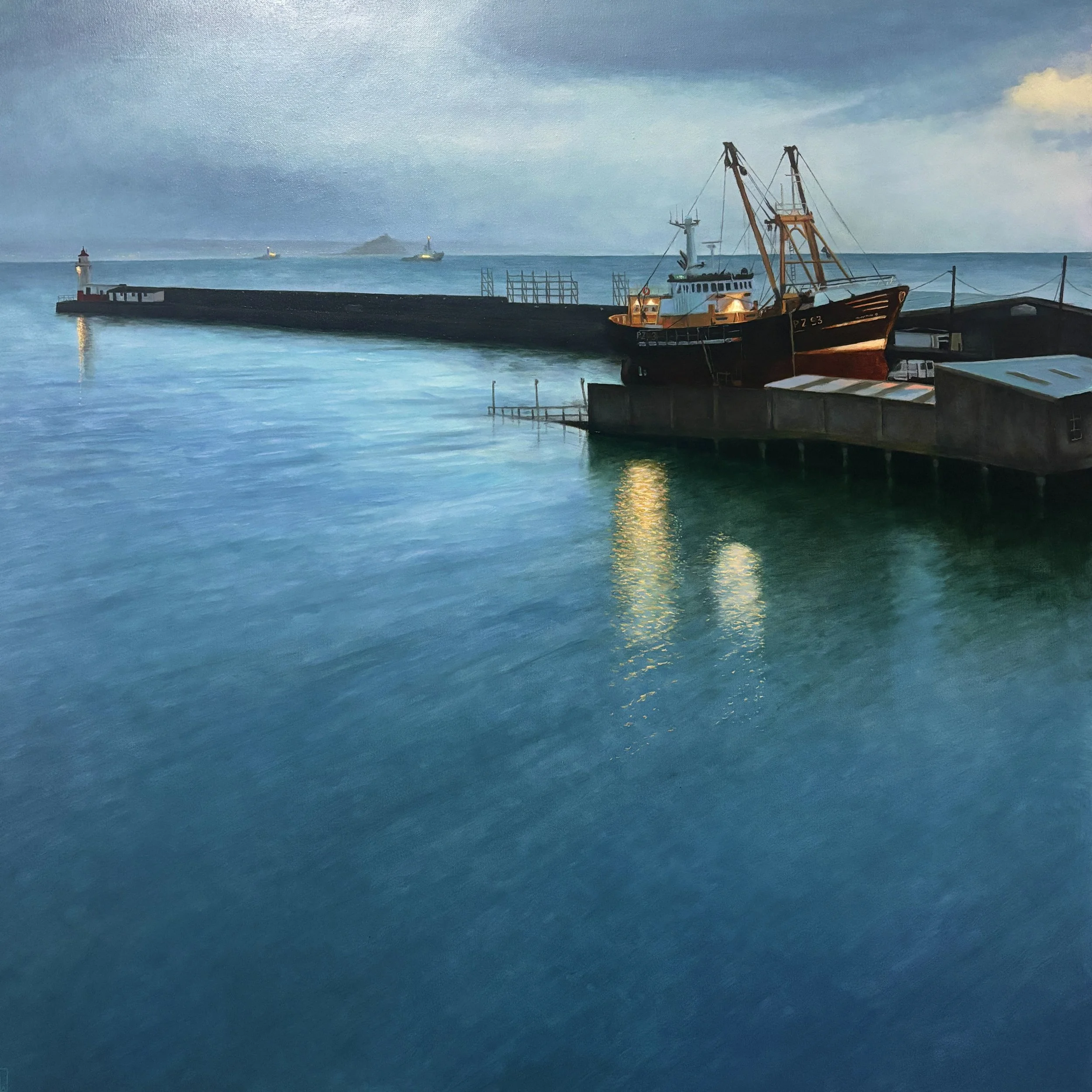 Trevessa IV on the slip. Rainy dawn, Newlyn. 2026.
75x75cm, oil on canvas. Available soon.