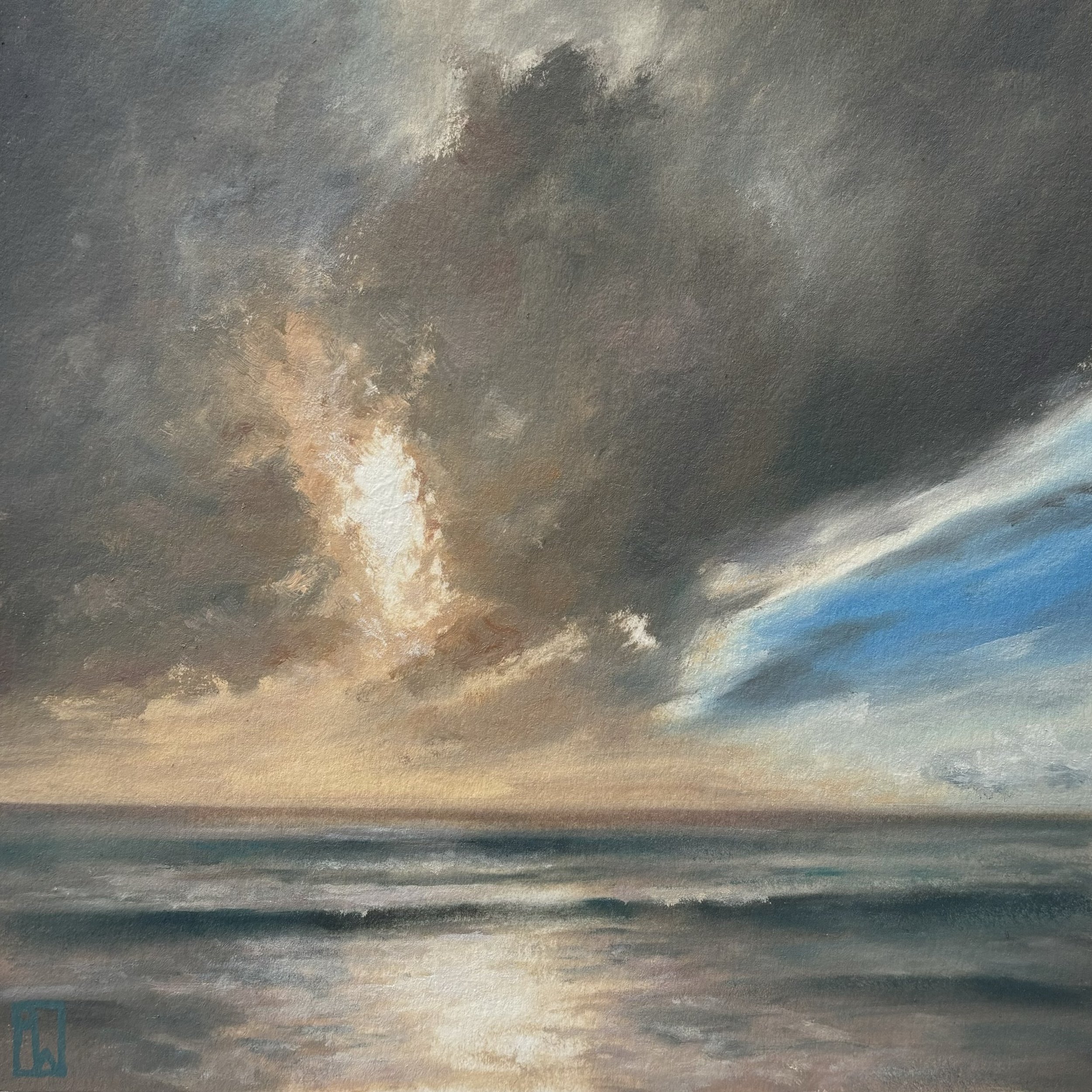Early evening plein air, 22x22cm oil on paper. Praa Sands, Autumn 2024