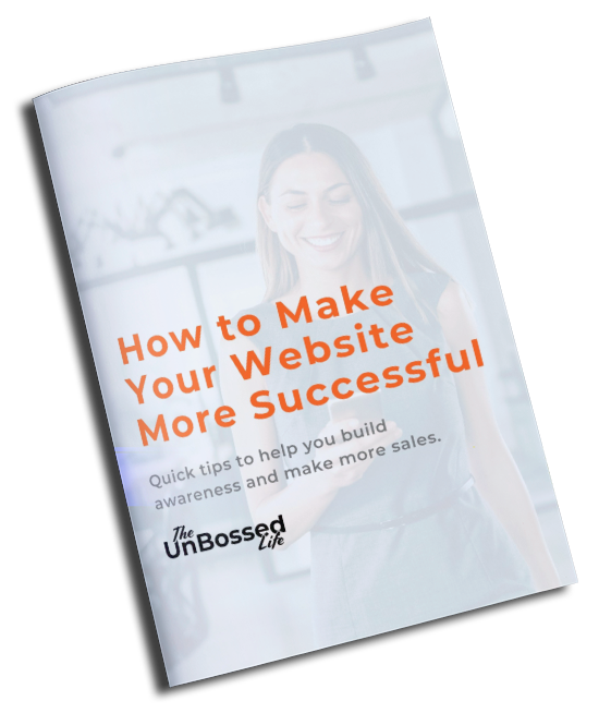 E-book cover titled "How to Make Your Website More Successful" with a smiling woman in the background and the subtitle "Quick tips to help you build awareness and make more sales".