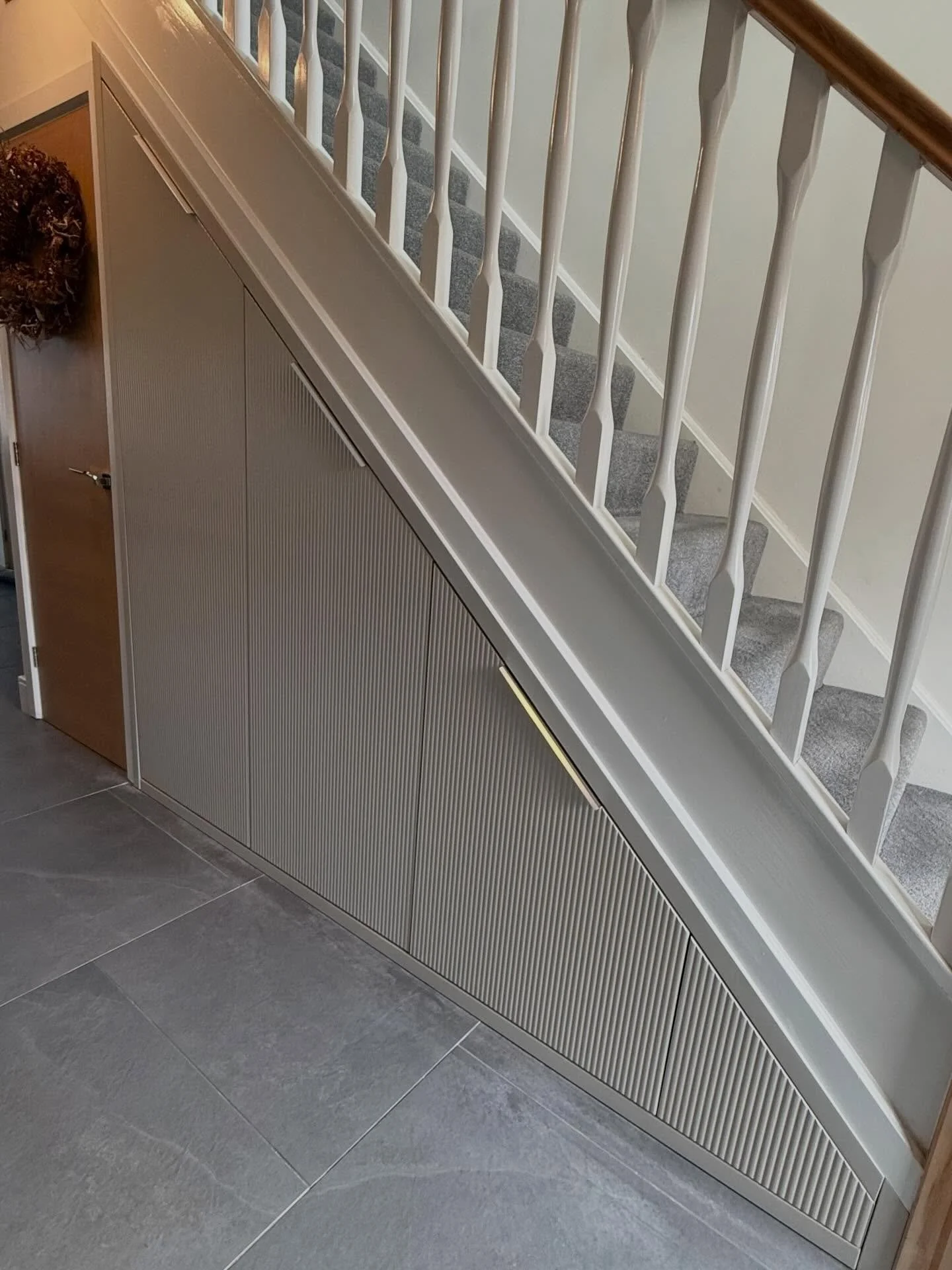 ✨ Latest Bespoke Project Complete ✨

A smart under-stairs storage solution designed to make every inch count.

This build features:
✔️ A deep soft-close shoe drawer, 80kg rated soft close runners from @ironmongerydirectuk 
✔️ Two cupboards with inter