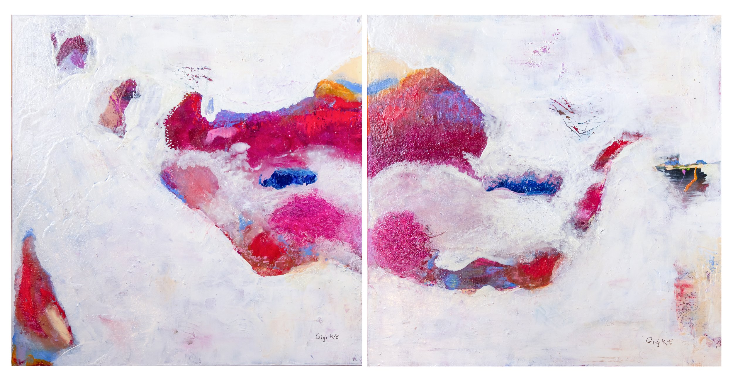 Summer is Here, 2024, Oil on Canvas, Pair, 2 - 24 X 24 in , together 48 X 24 in