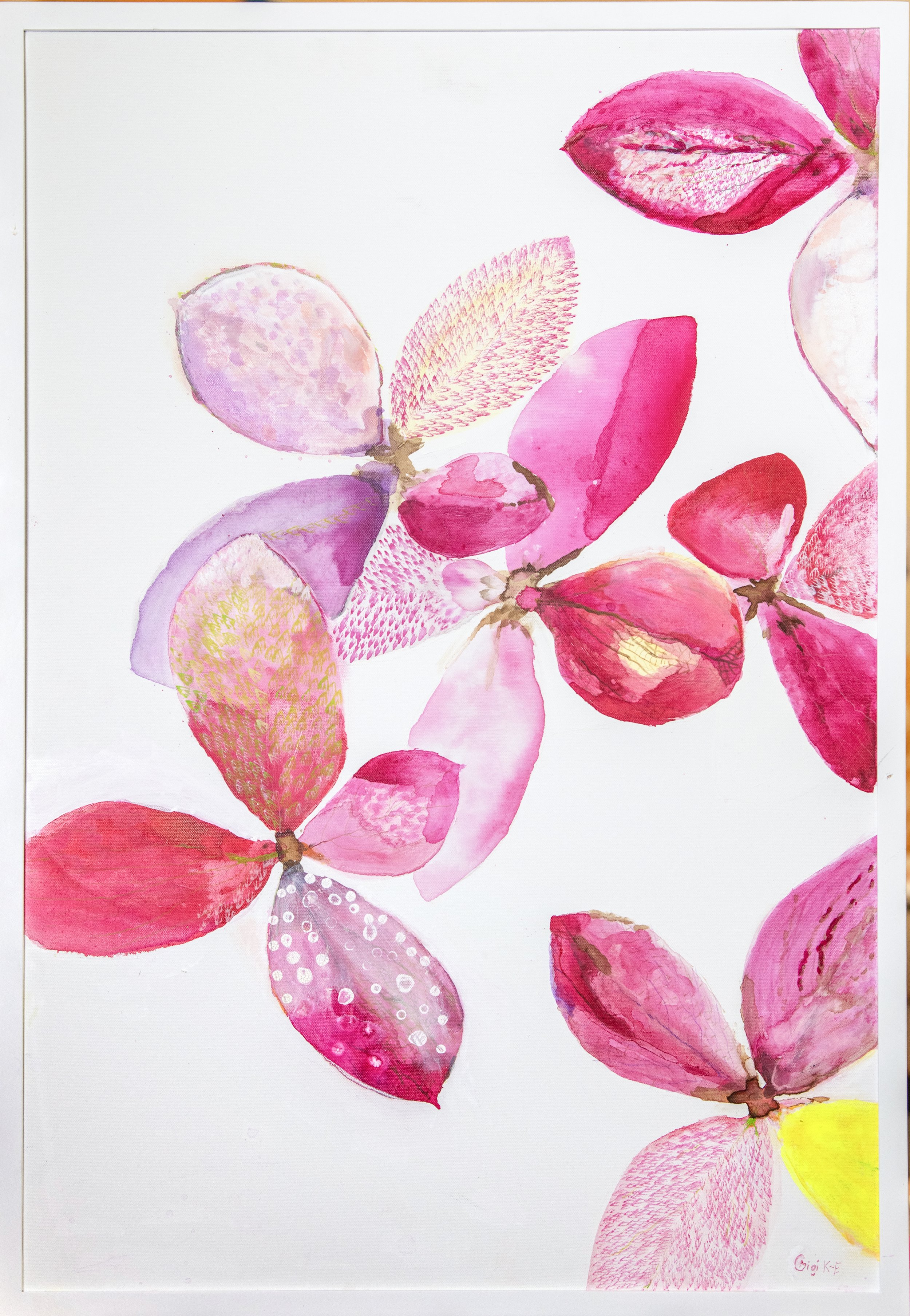 Hydrangea Petals for Primary, 2023, Acrylic on Canvas, 24 X 36 in