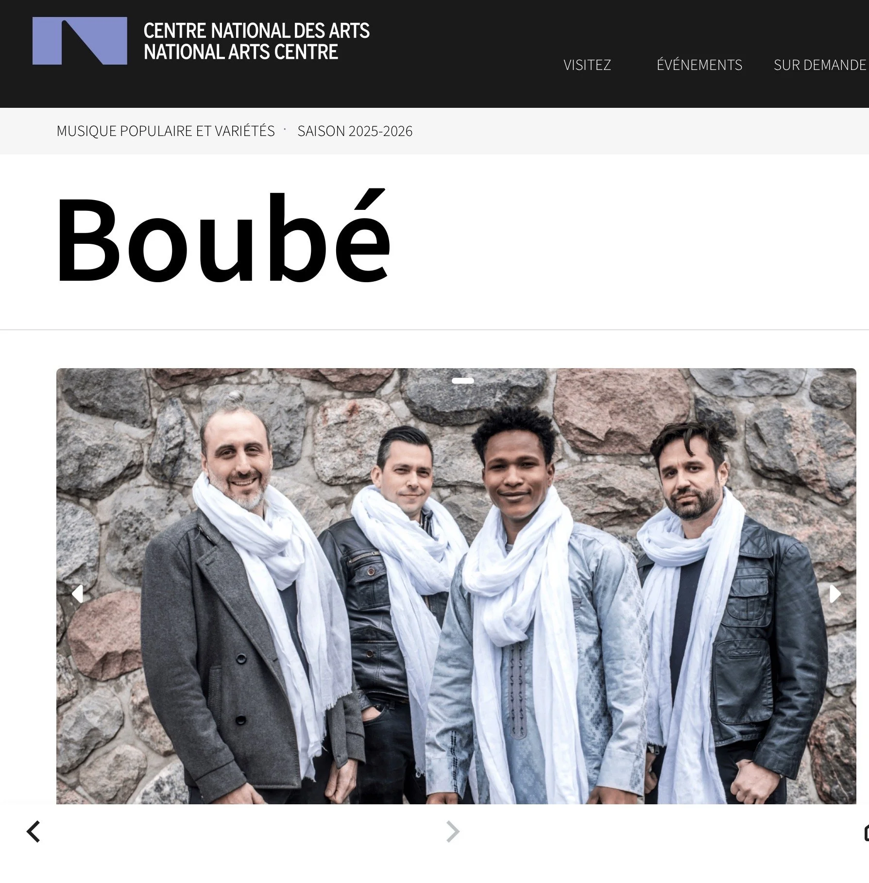 Boubé in OTTAWA at Centre National des Arts