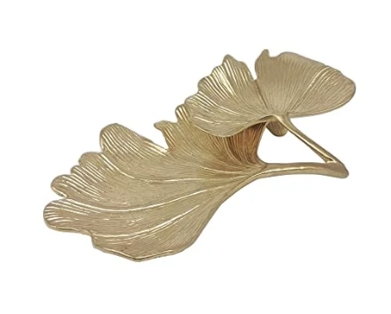 Leaf-Shaped Gold Vanity Dish
