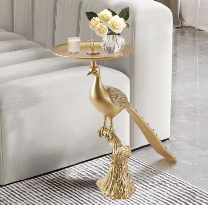 Gold Peacock Side Table