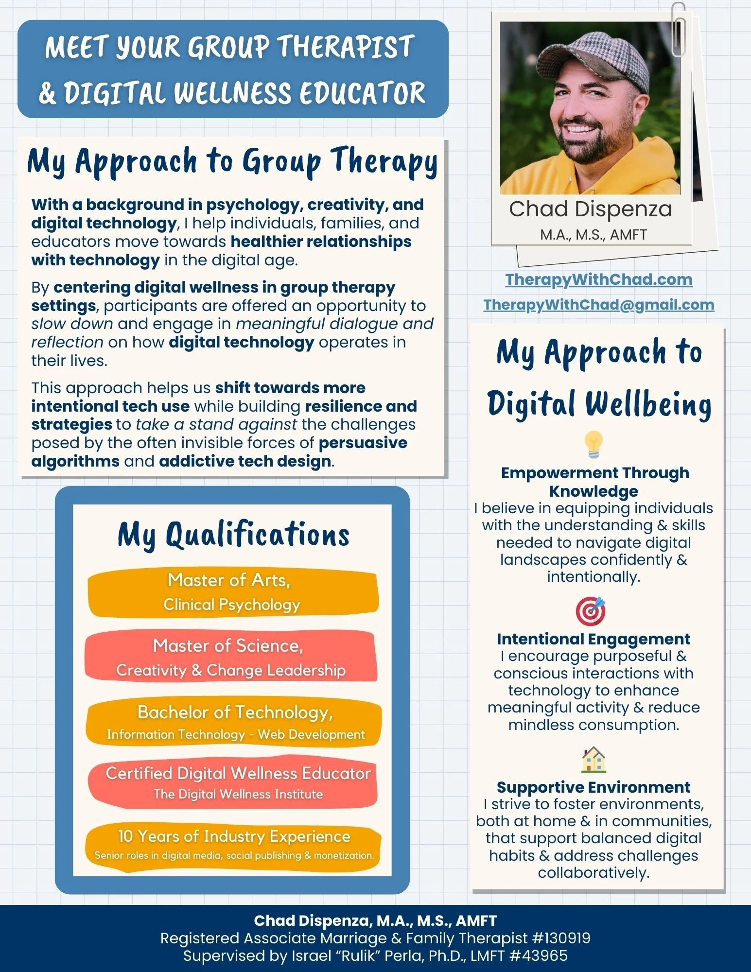 Digital Wellness Therapy Group Facilitator Chad Dispenza