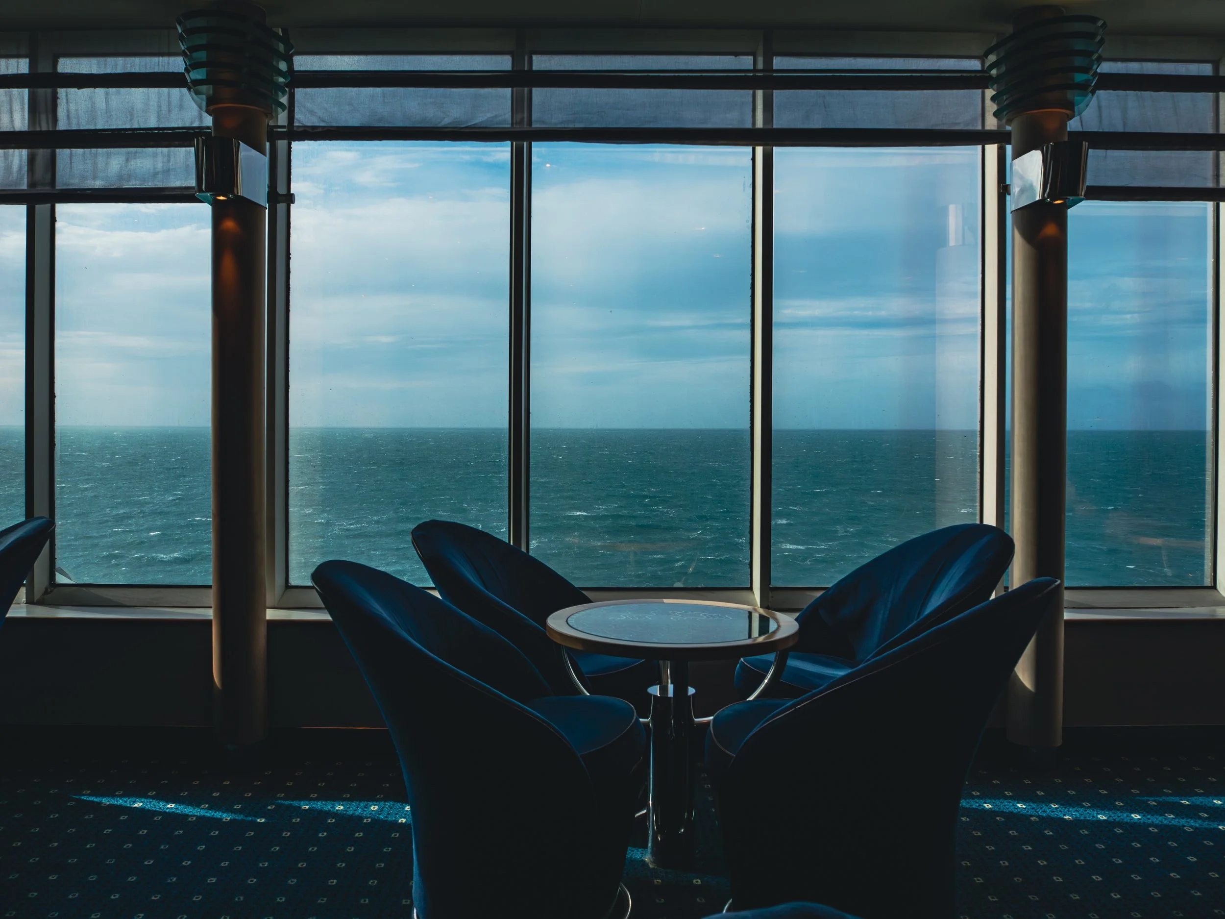 On the ferry.