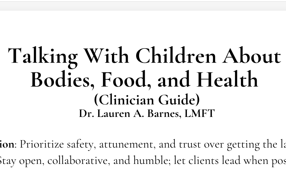 Clinician Guide: Talking With Children About Bodies, Food, and Health