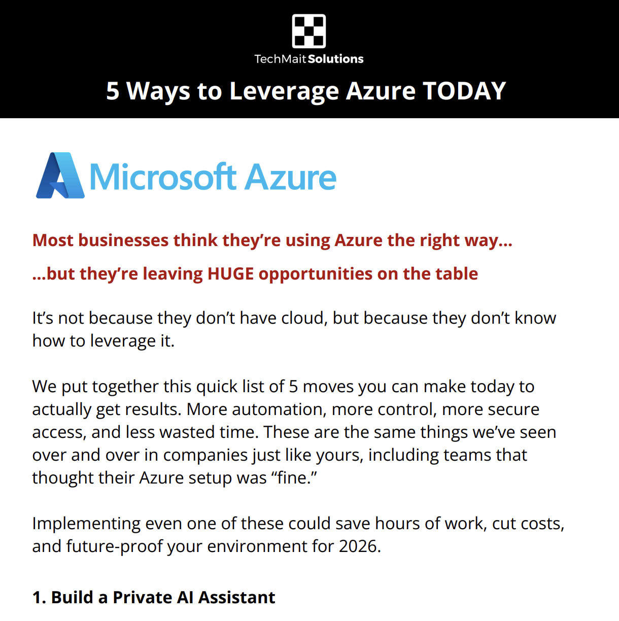 5 Ways to Leverage Azure TODAY