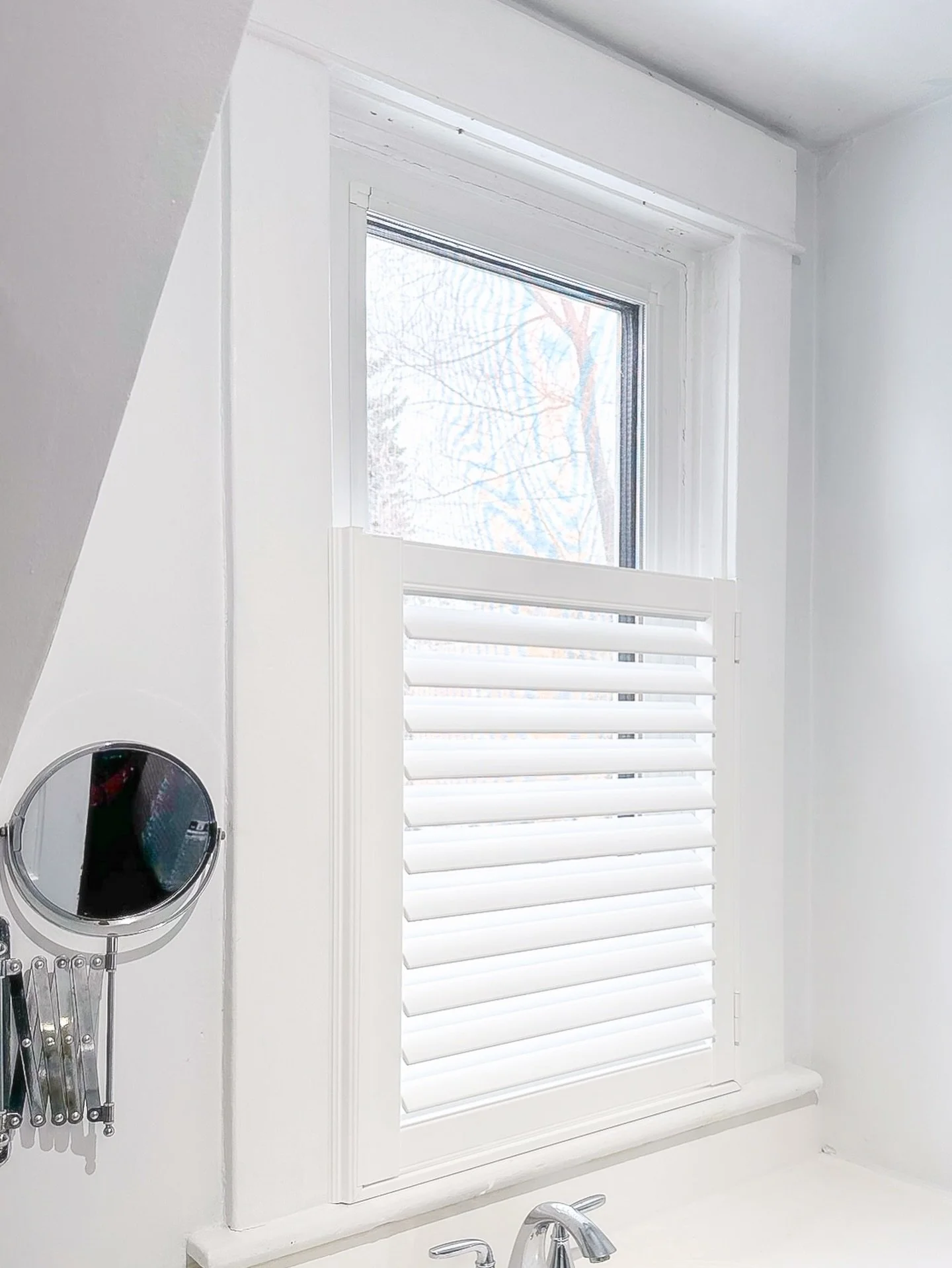 Proof that even the smallest spaces deserve intentional design.

These custom shutters bring privacy, light control, and timeless structure to this bathroom, allowing natural light to filter in while maintaining a clean, elevated look.

Functional. 
