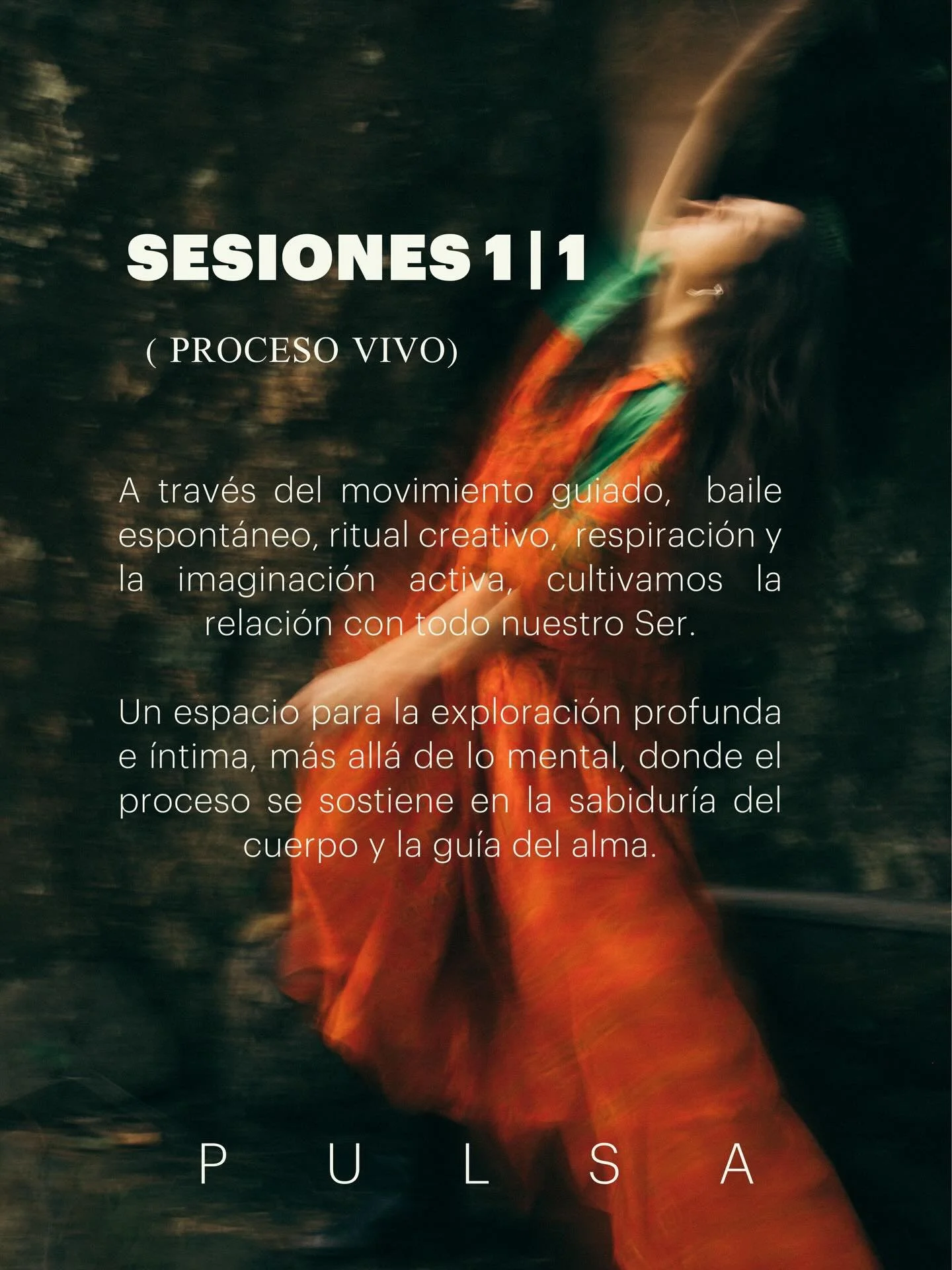Las sesiones 1|1 son una experiencia som&aacute;tica que lleva germinando en mi coraz&oacute;n ya algunos meses. 
Siguiendo el impulso creativo, con amor y mucha mucha emoci&oacute;n, aqu&iacute; un espacio para quienes quieran ir mas profundo con la