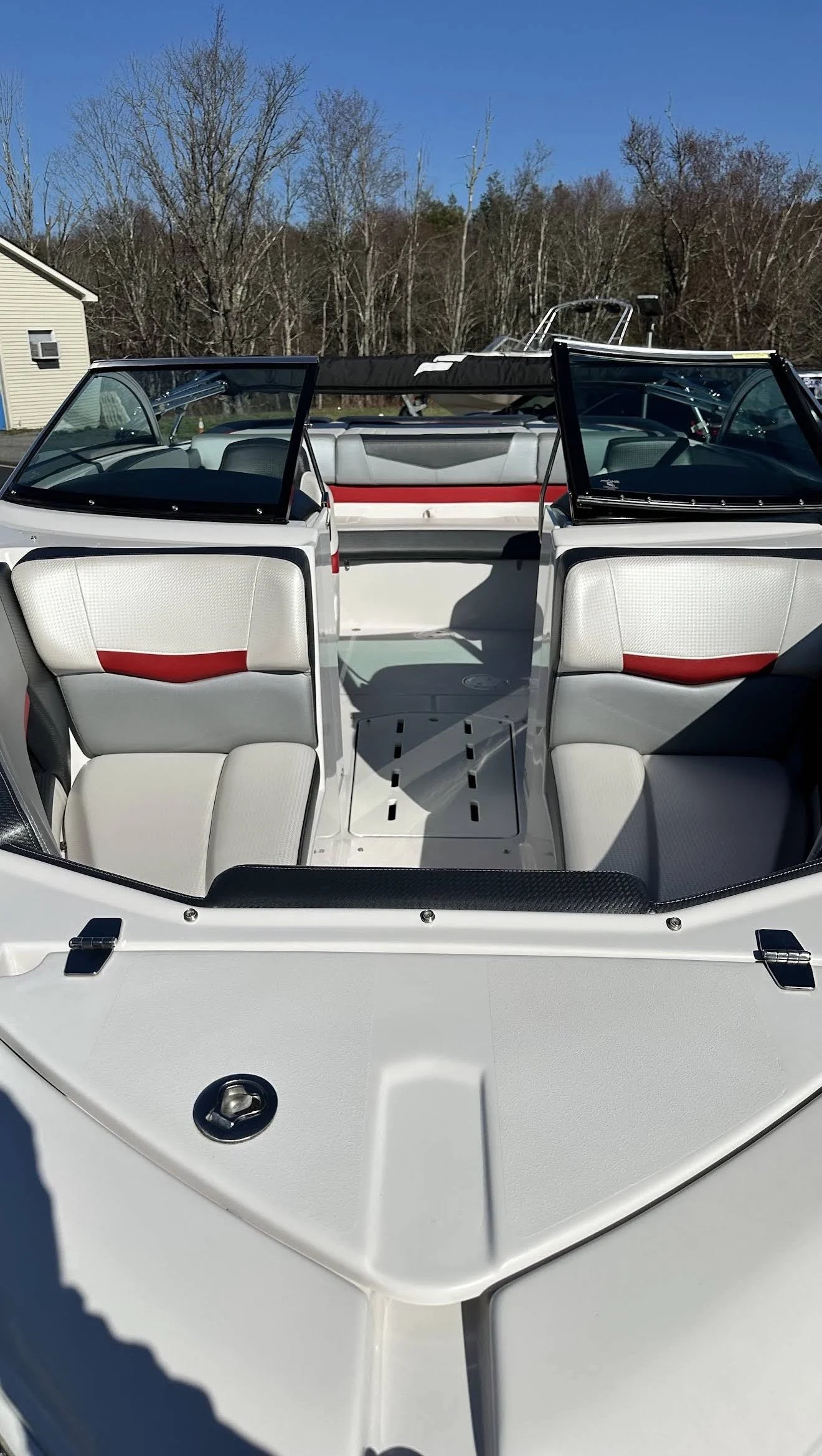 boat interior cleaning and detailing Hawley PA white and red seats deep cleaned