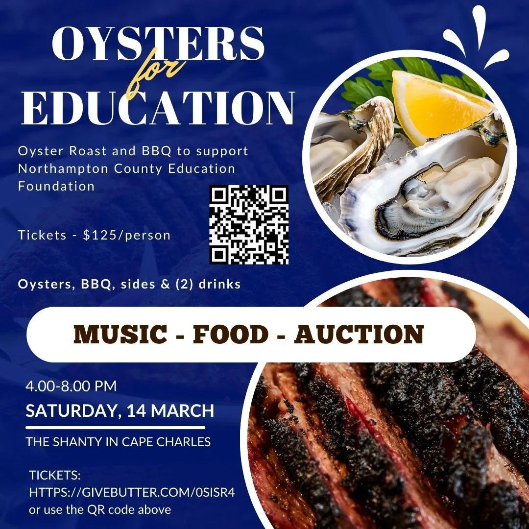 🦪🎉 3rd Annual Oysters for Education 🎉🦪

Join us at The Shanty on Saturday, March 14th, from 4&ndash;8 PM for an evening of delicious oysters, great BBQ, music, and community fun &mdash; all in support of local students!

Every ticket helps the No