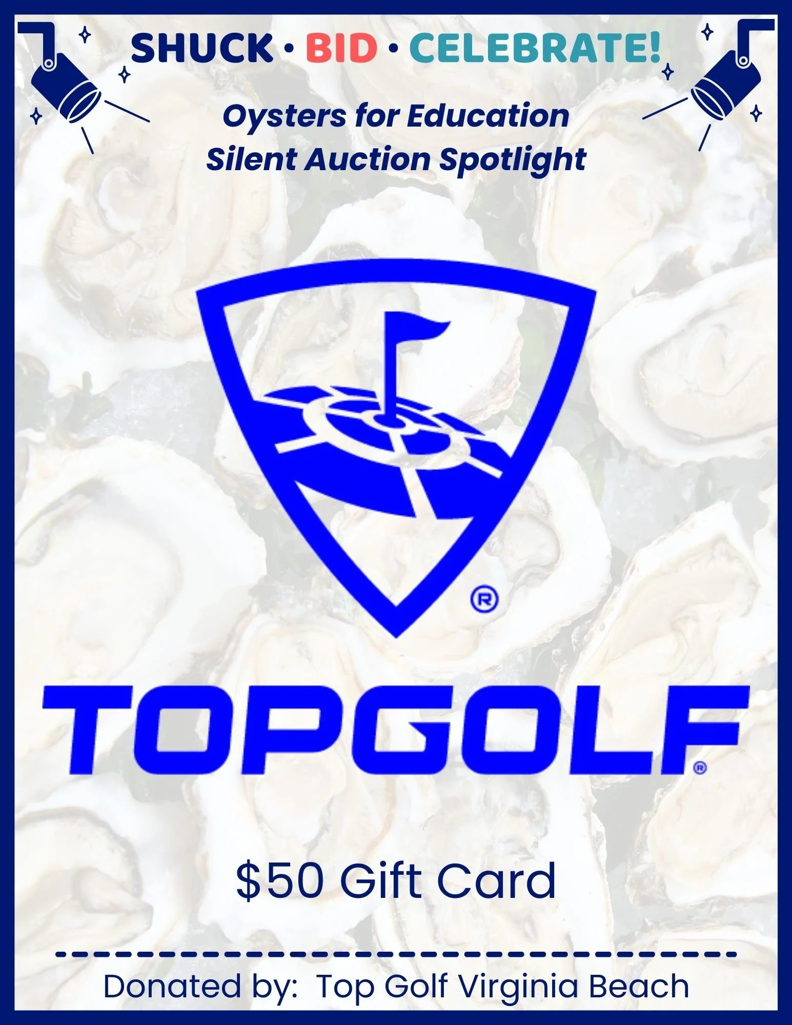Oysters for Education Silent Auction Spotlight: @topgolf in Virginia Beach!

From unique experiences to local treasures and one-of-a-kind finds, there&rsquo;s something for everyone &mdash; and every bid helps support students and teachers in Northam
