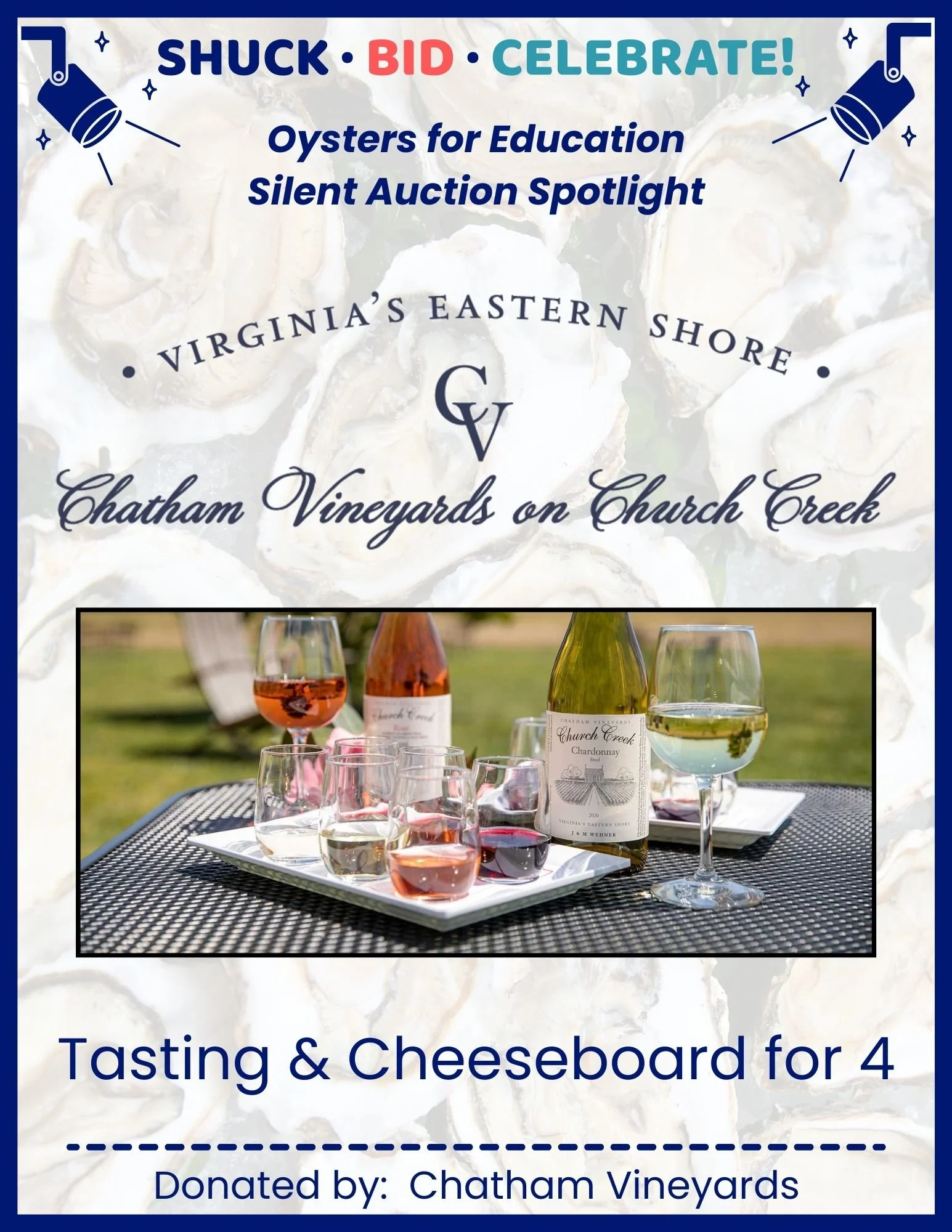 Oysters for Education Silent Auction Spotlight: @chathamvineyards! 

From unique experiences to local treasures and one-of-a-kind finds, there&rsquo;s something for everyone &mdash; and every bid helps support students and teachers in Northampton Cou