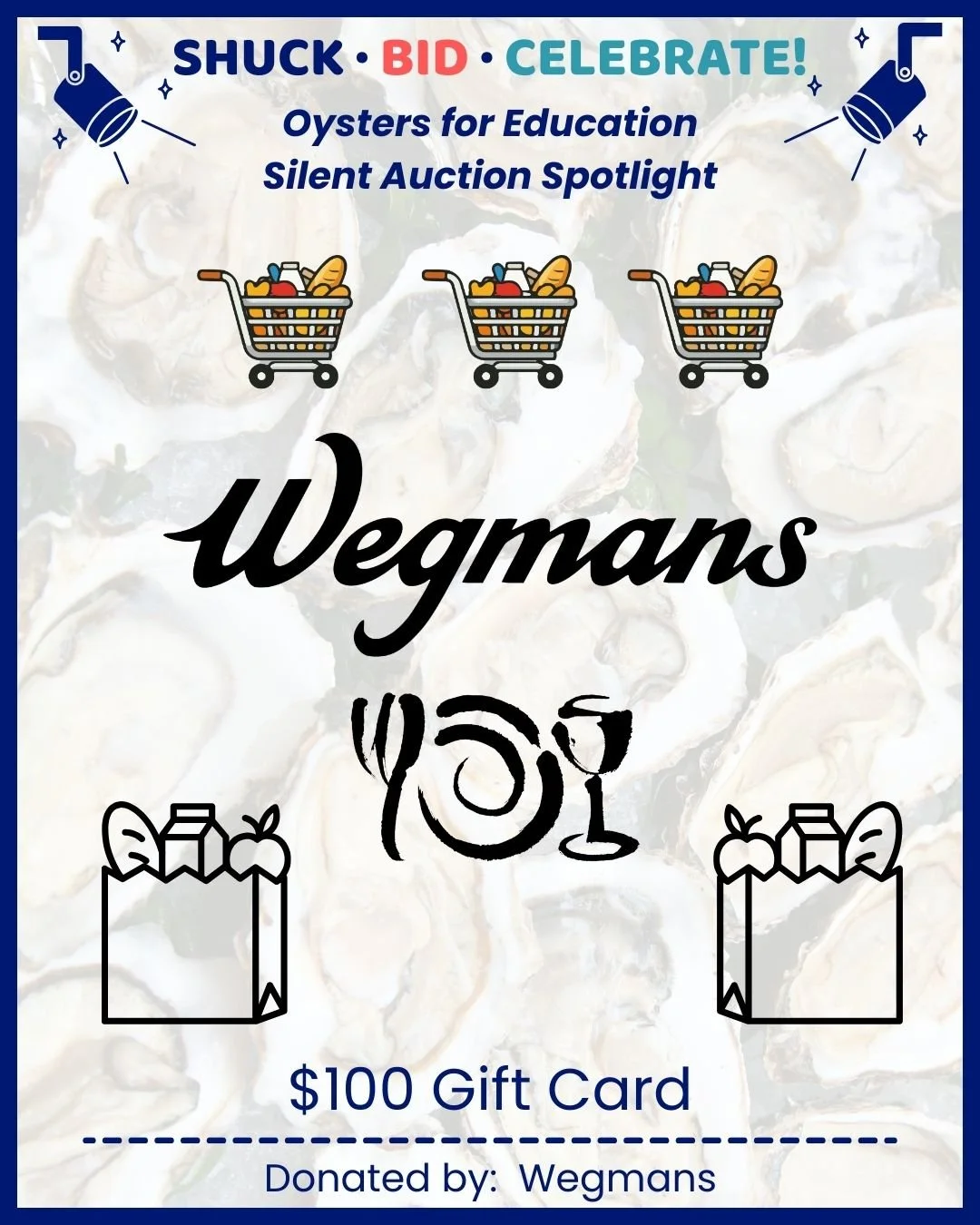 Oysters for Education Silent Auction Spotlight: @wegmans 

From unique experiences to local treasures and one-of-a-kind finds, there&rsquo;s something for everyone &mdash; and every bid helps support students and teachers in Northampton County. 

See