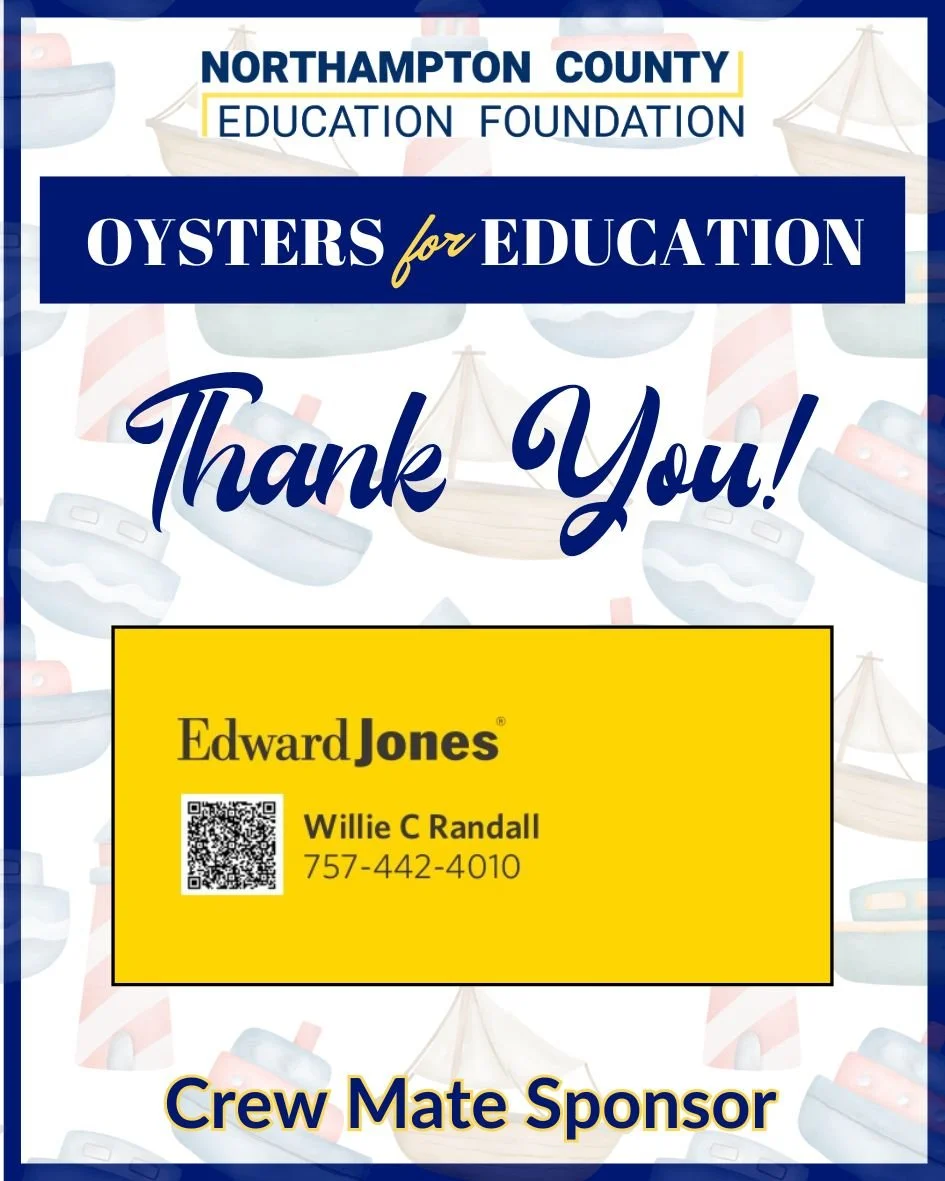 🦪💎 A big THANK YOU to EDWARD JONES, a Crew Mate Sponsor for Oysters for Education!

Your support makes a real difference for local students and schools. We&rsquo;re so thankful to have you as part of this special event! 💙

For information on becom