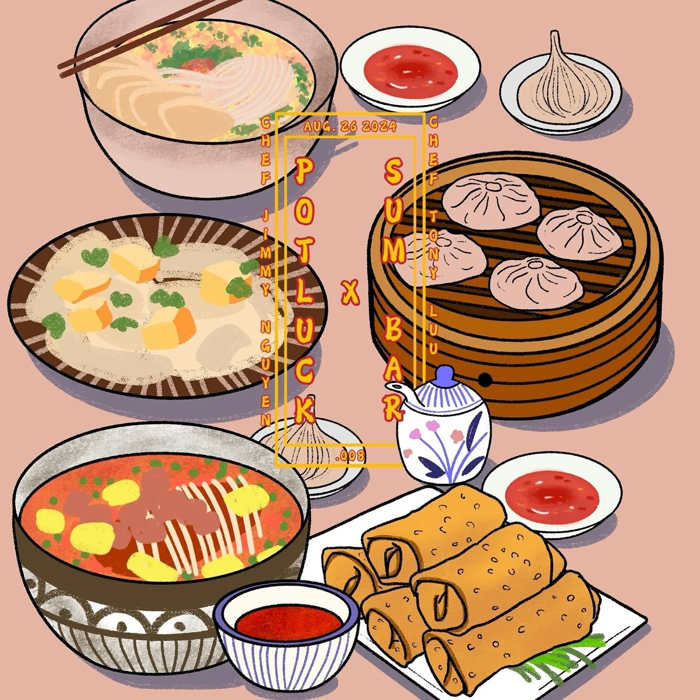 BIG NEWS!!! 🚨🚨🚨It will be 1 year in August since POTLUCK was formed. We are returning home to Sum Bar to do a Chinese themed event!! We also wanted to commemorate our 1 year by doing another event with @chef_dyl97 taking on a course as well! The b