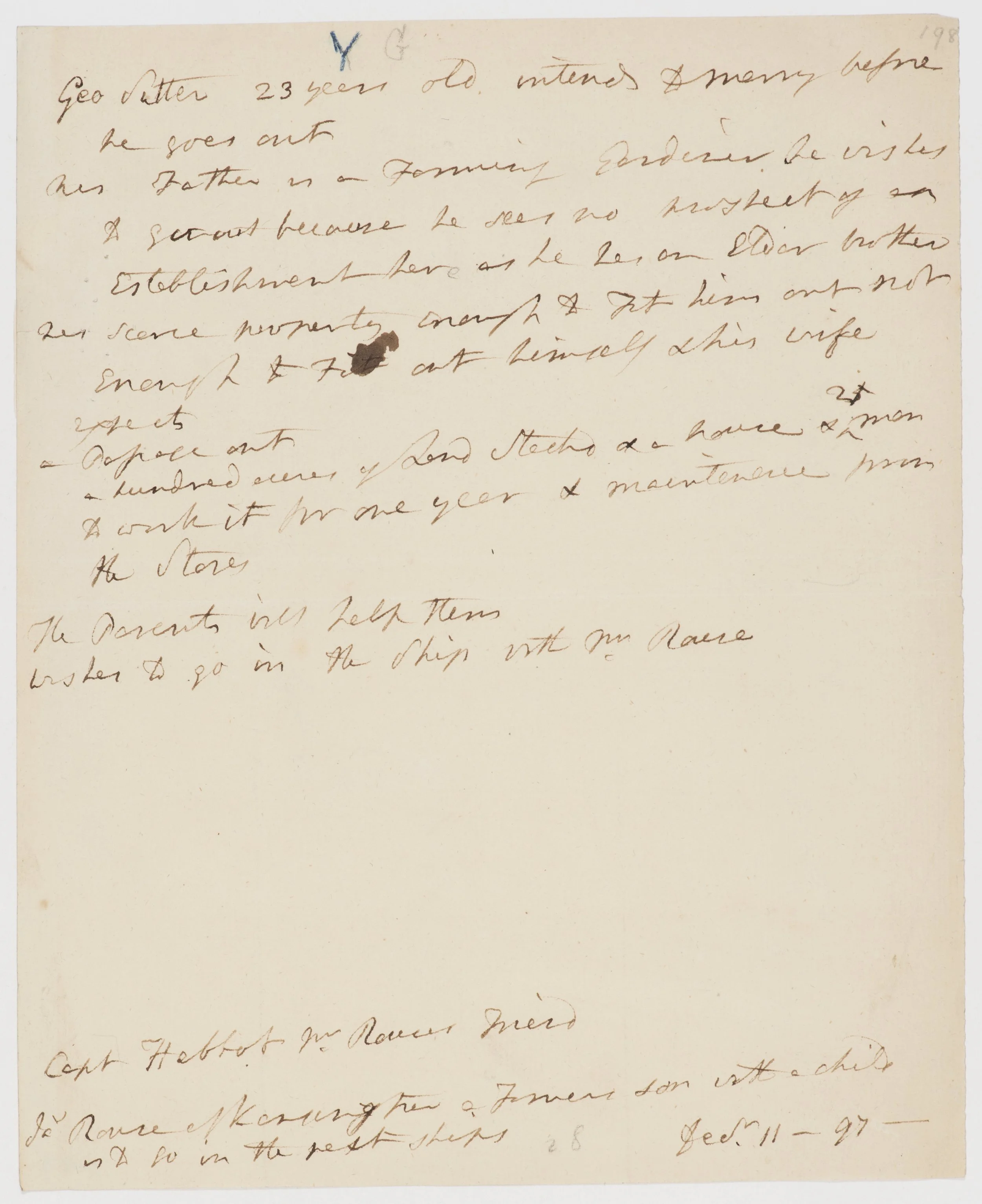 Notes concerning the passage of George Suttor to New South Wales, 11 December 1797.jpg