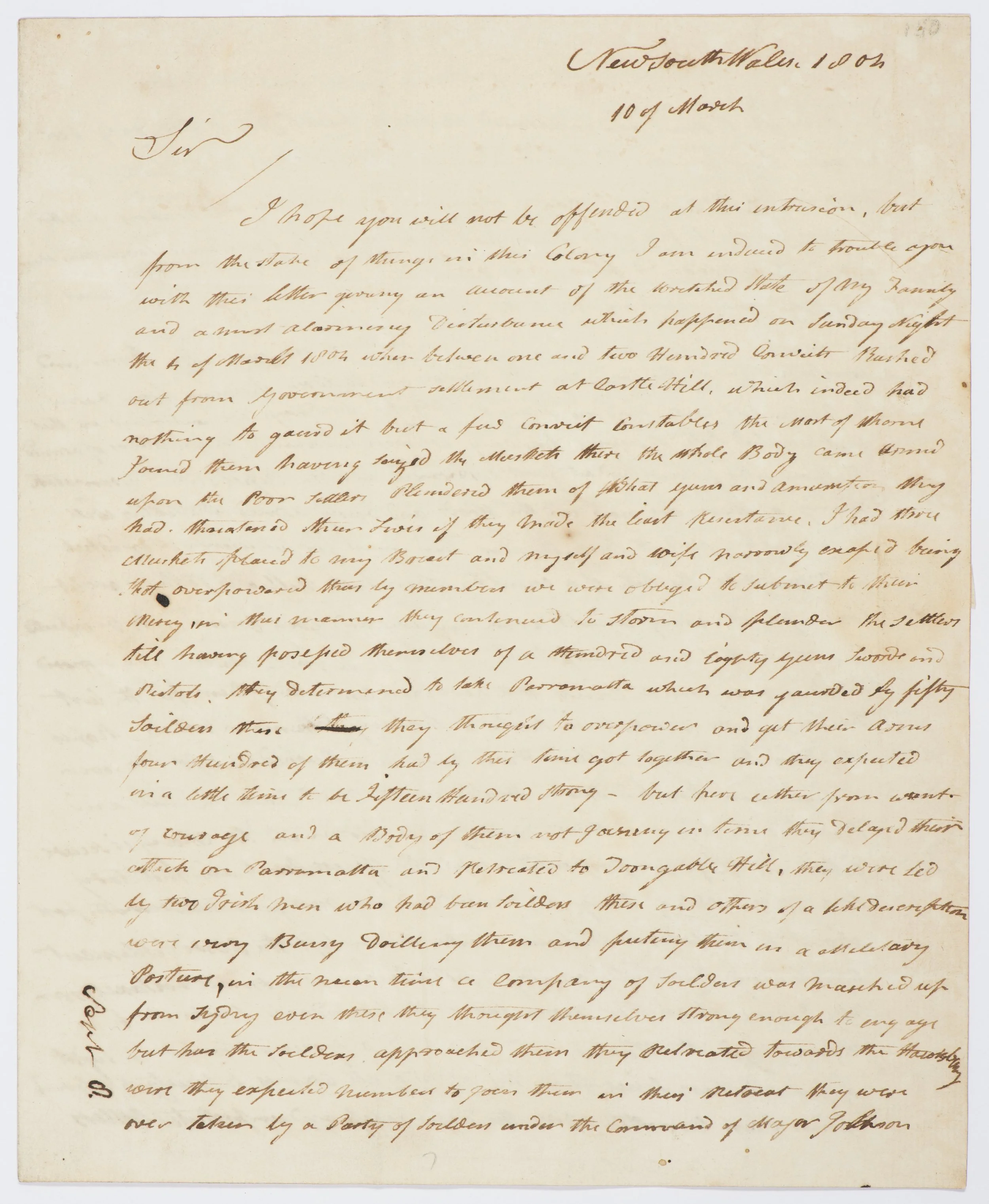 Letter recieved by Banks from George Suttor - 10th March, 1804