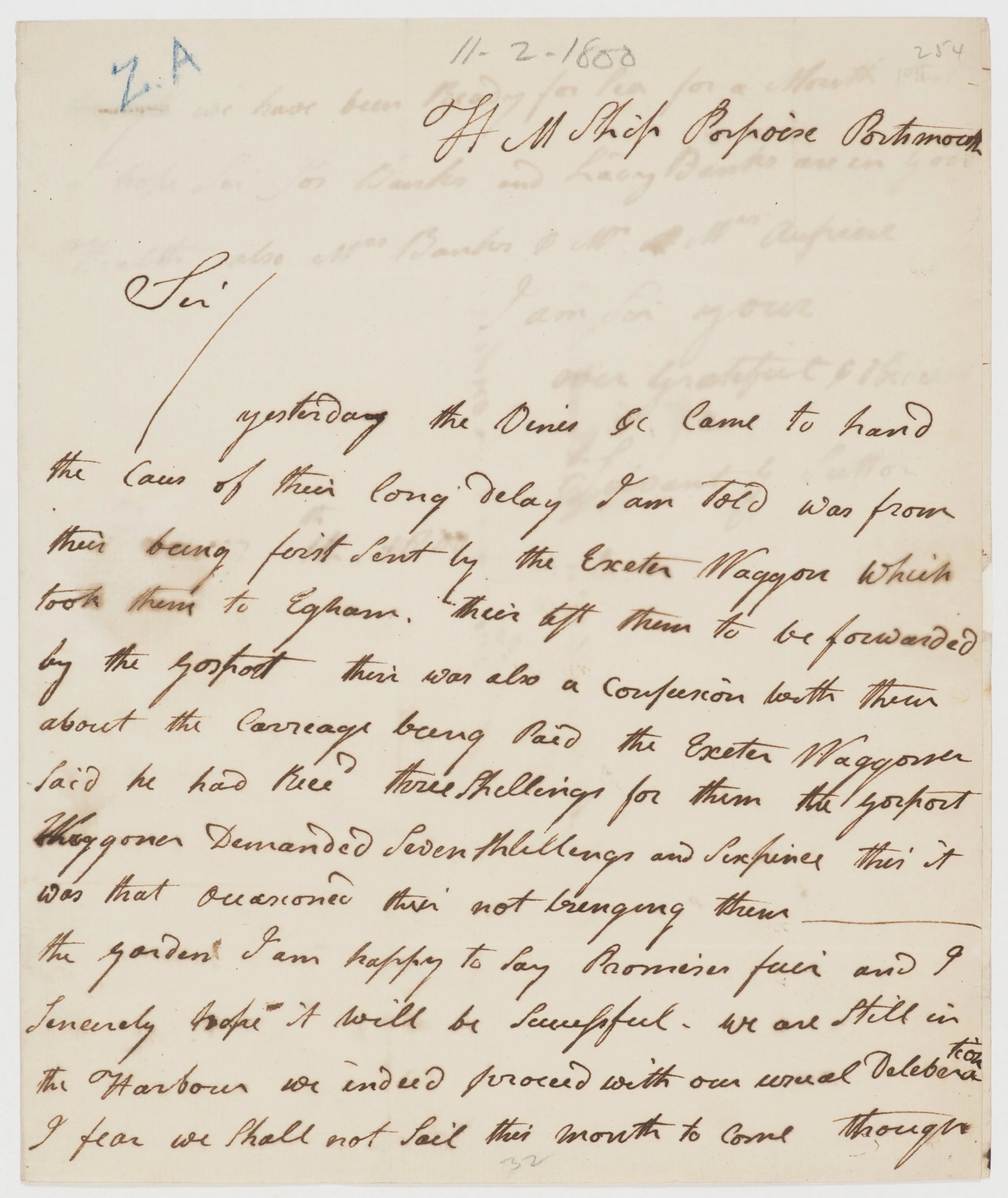 Letter recieved by Banks from George Suttor - 11th February, 1800