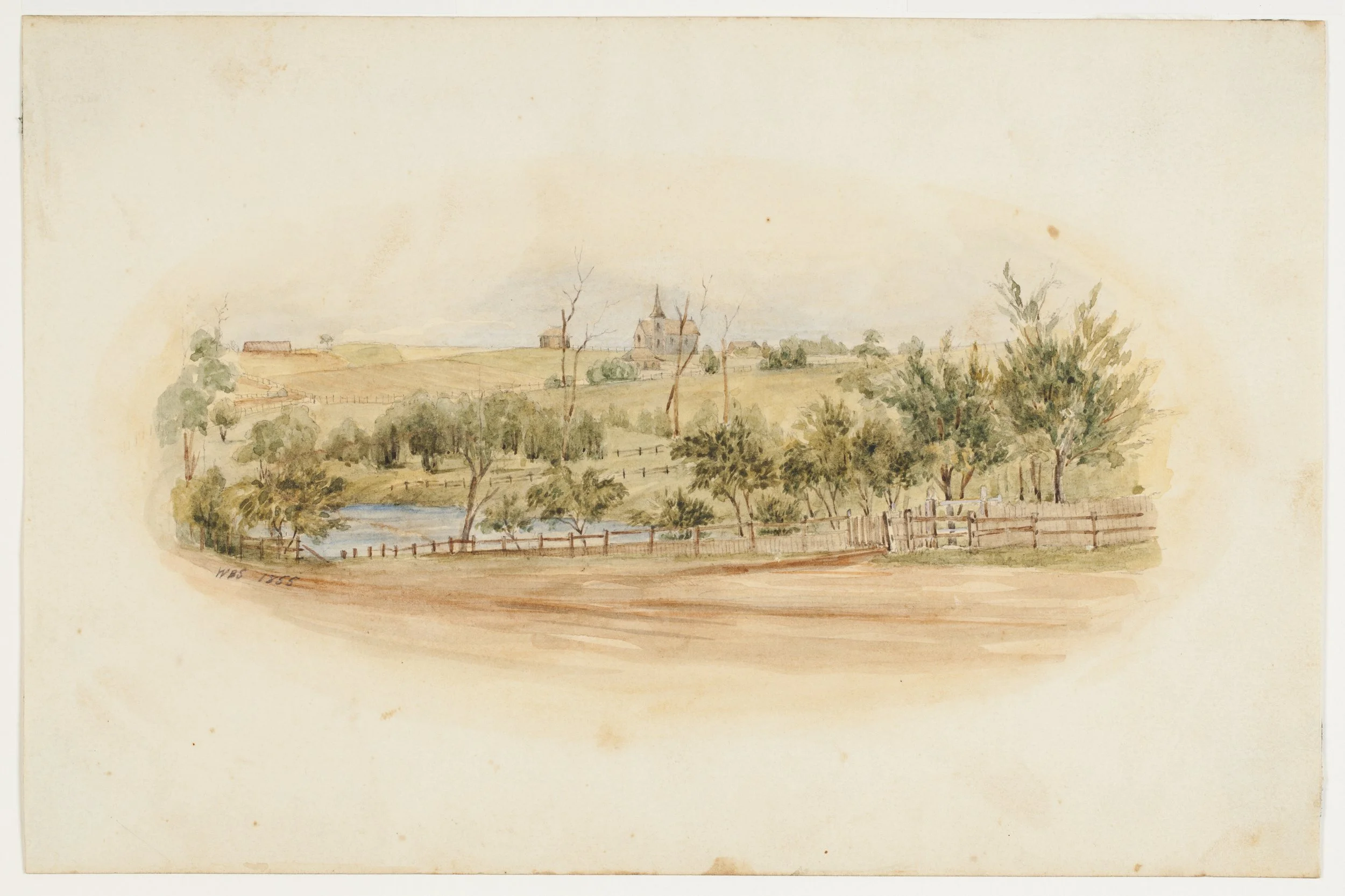 View from Entrance of G. Suttors Residence Balkam Hills, looking North West Penant Hills Road, 1855 by W. B. Simpson.jpg
