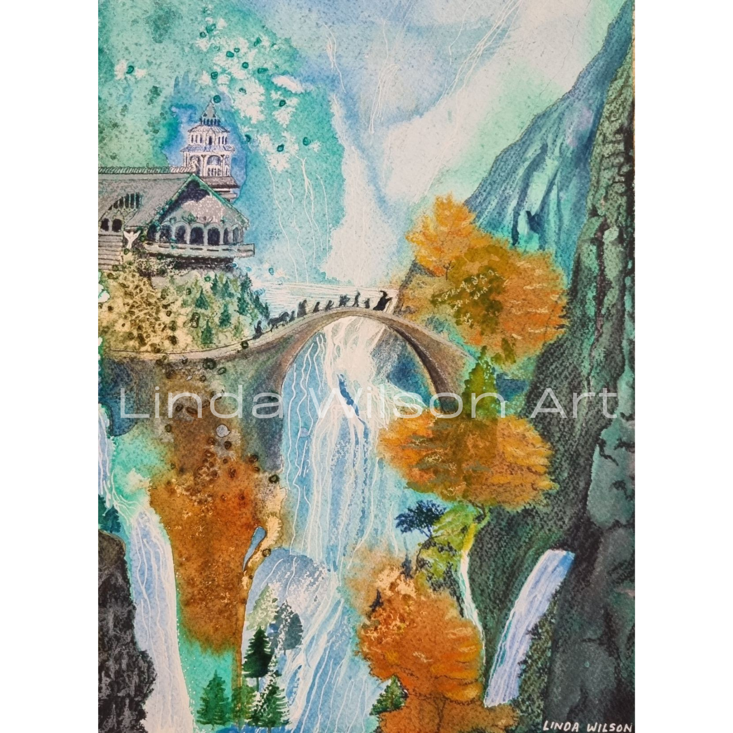 Leaving Lothlorien - Ink & Watercolour on Paper - Original Art