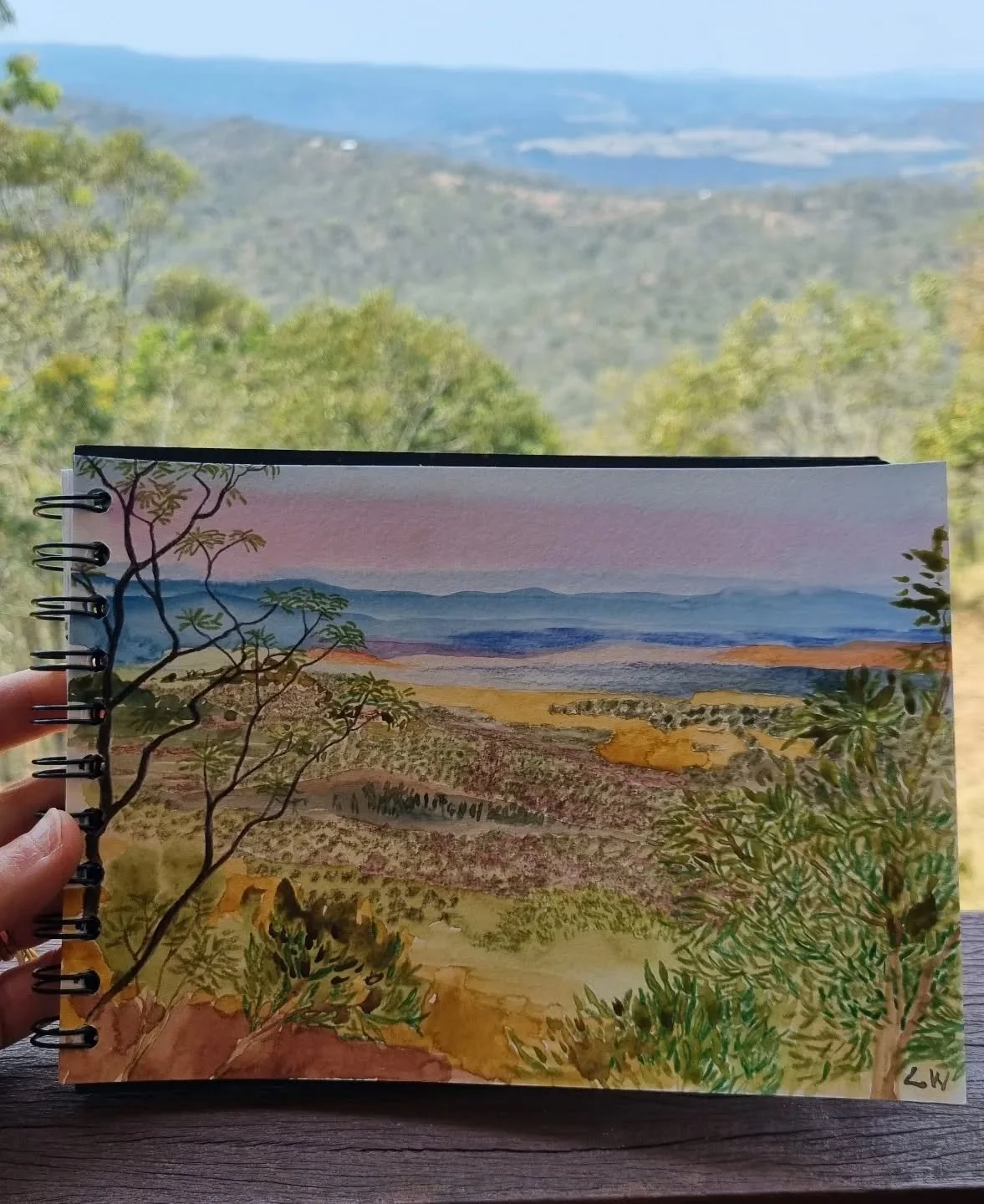 The beautiful Australian bush. My current view @ecoridgehideaway in Queensland. 

Watercolour and Inktense pencils. 

#queenslandaustralia🇦🇺 #queenslandnature #ecoridgehideaway #toowoomba #qldtravel #australiannature