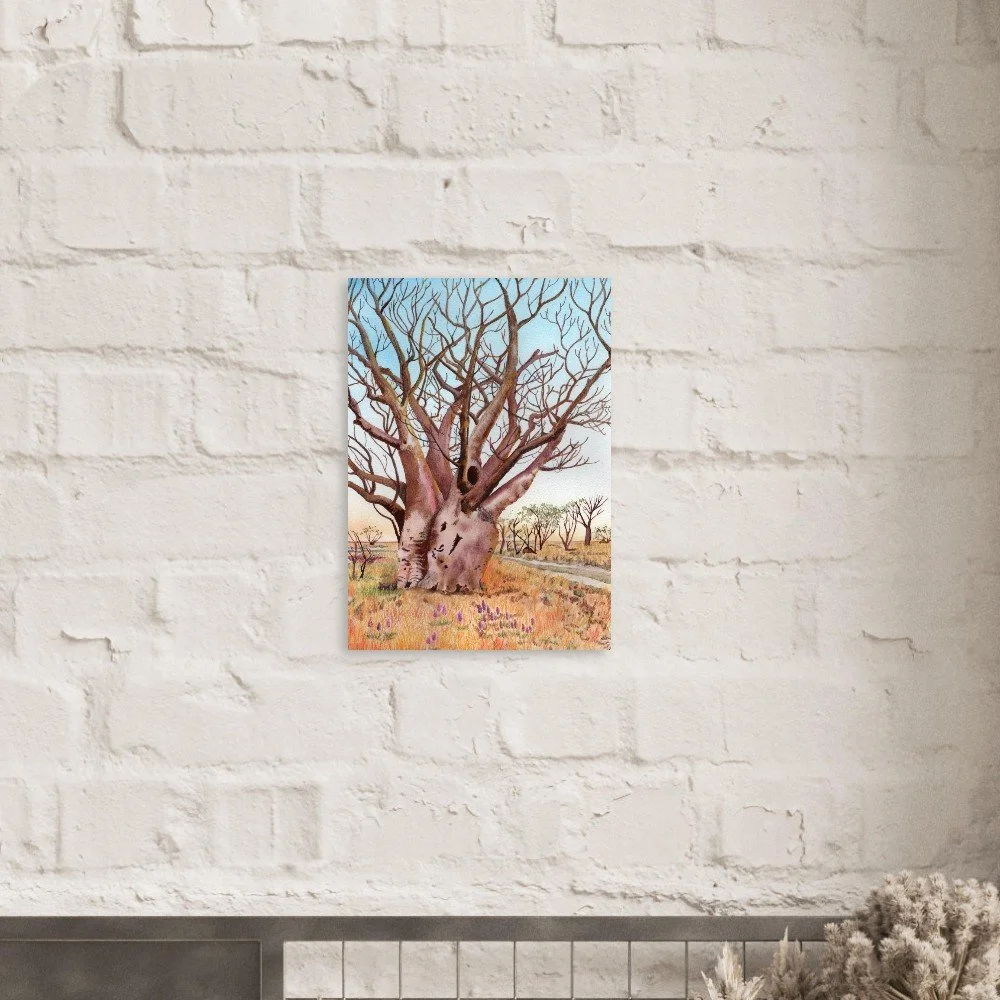 Backtrack Boab Fine Art Print of Original Watercolor by Linda Wilson
