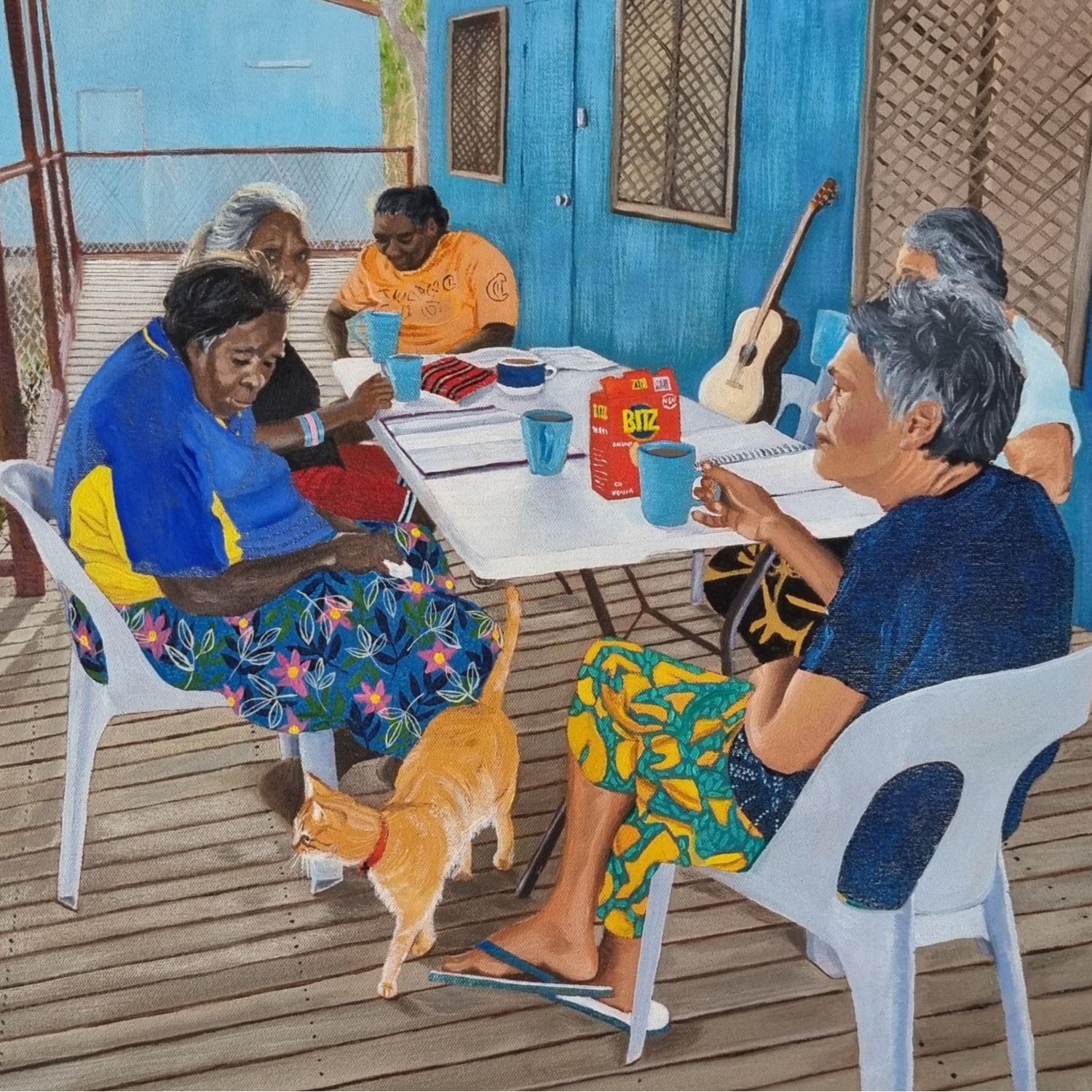Bible Study at Mowanjum - Oil on Canvas - 41cm x 51cm - Commissioned - In USA.
