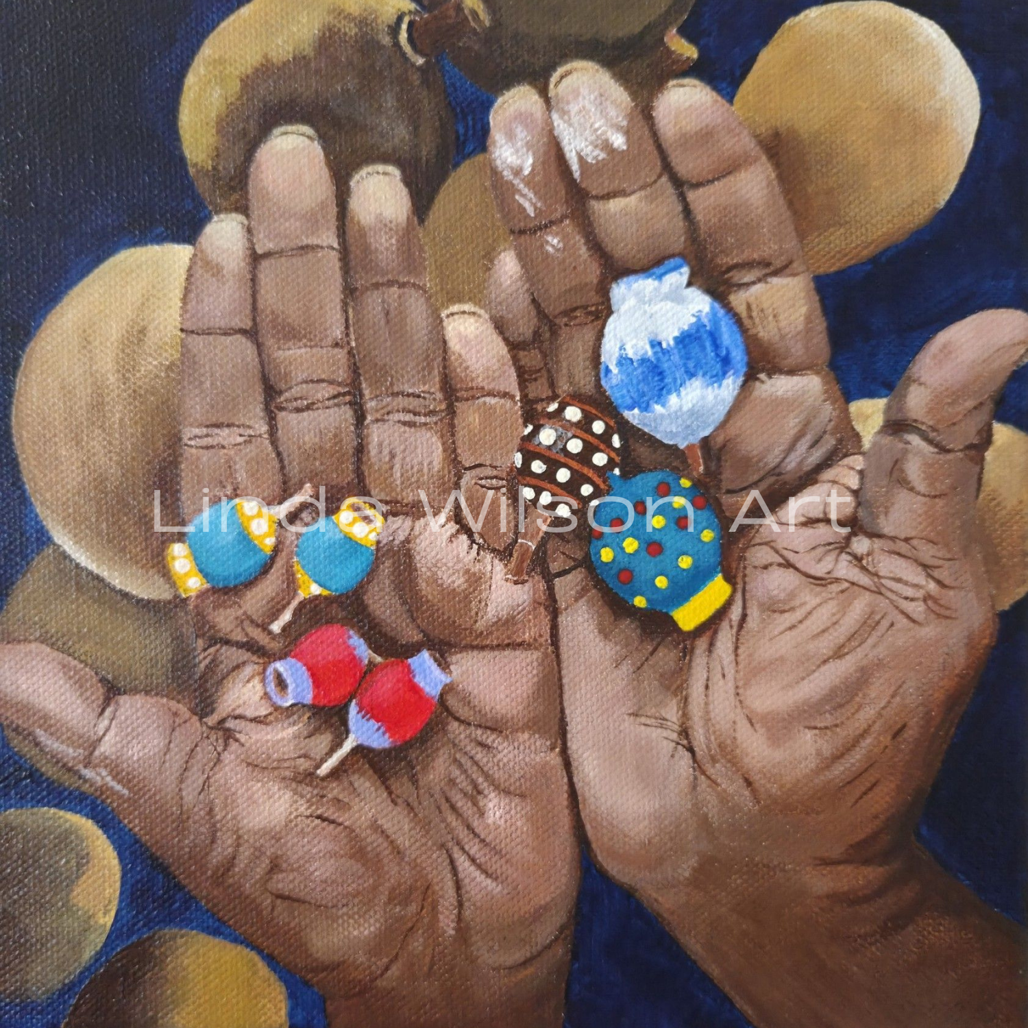 Barbie's Gumnuts - Acrylic on Canvas - 20cm x 20cm - SOLD