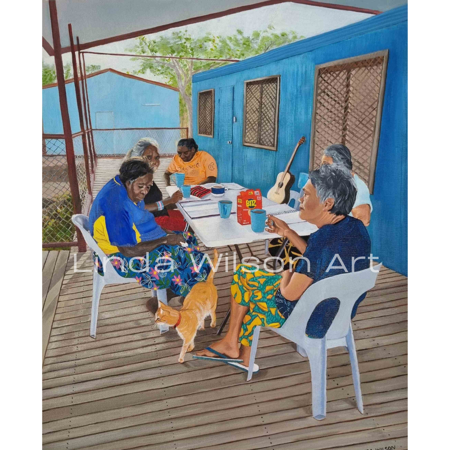 Bible Study at Mowanjum - Oil on Canvas - 41cm x 51cm - Commissioned - In USA.