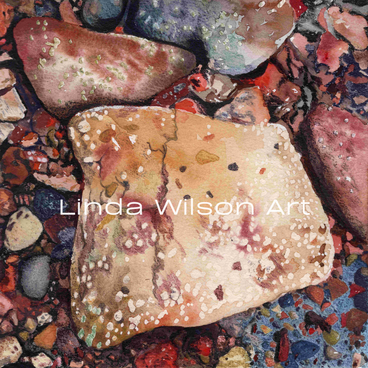 Rocks at Derby Wharf - Watercolour & Inktense Pencil - Original Art