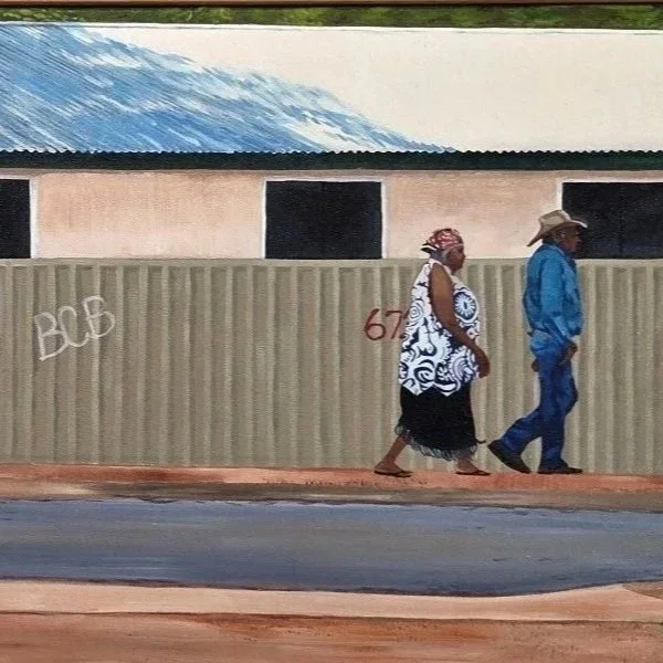Walking to Woolies - Original Oil Painting - Framed