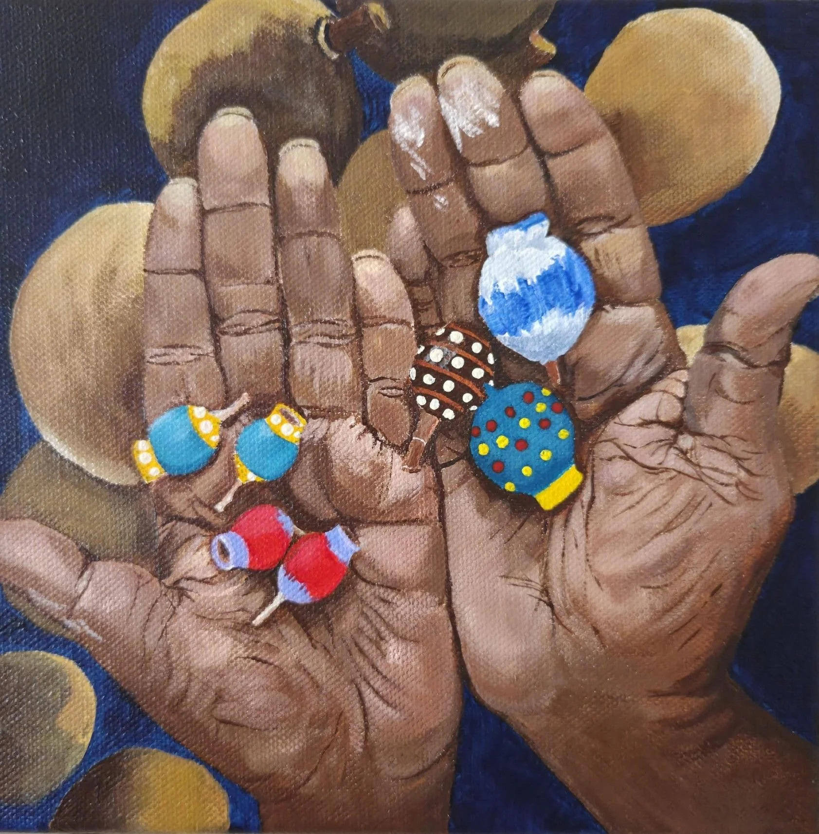 Barbie's Gumnuts - Acrylic on Canvas - 20cm x 20cm - SOLD