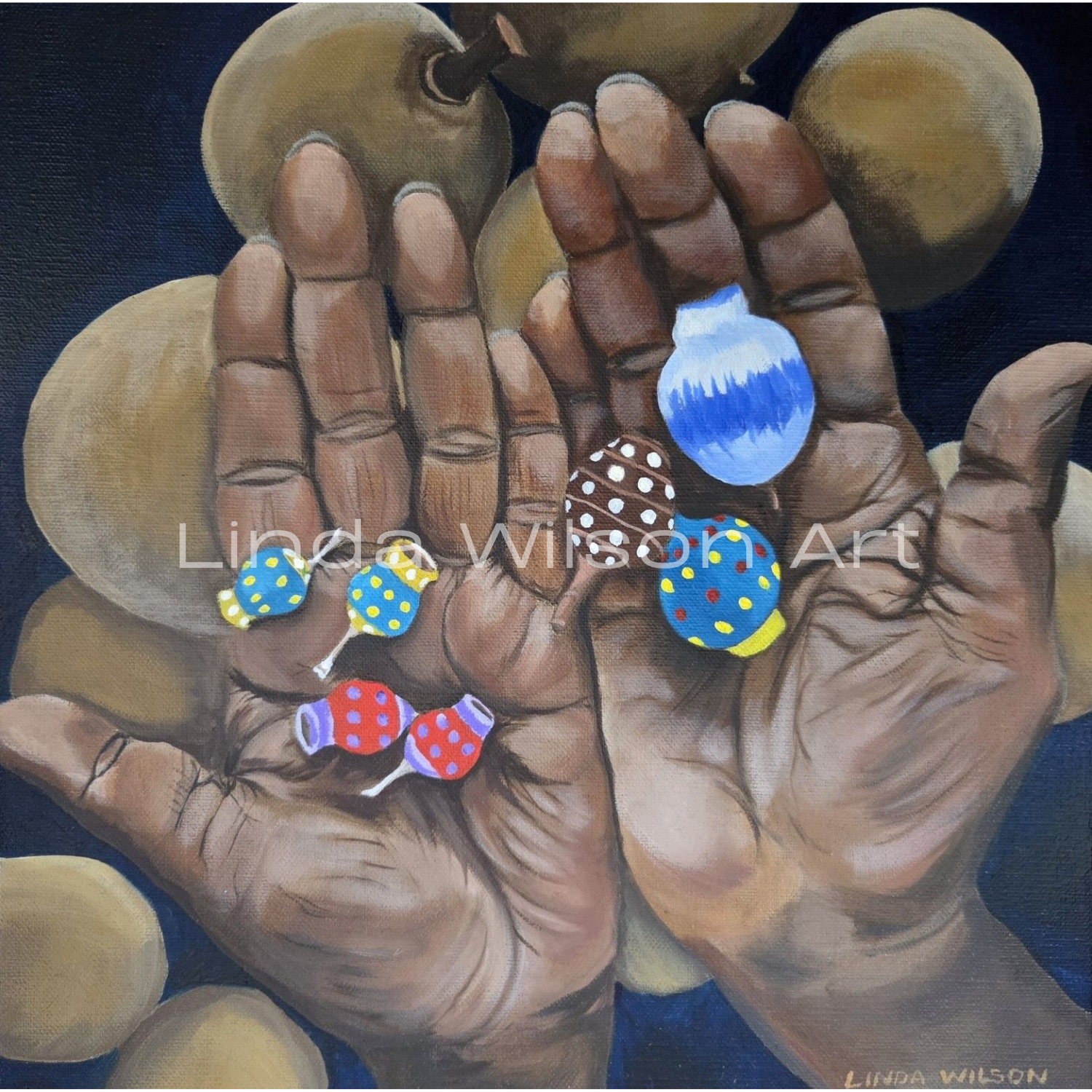 Barbie's Gumnuts - Oil on Canvas - 30cm x 30cm.