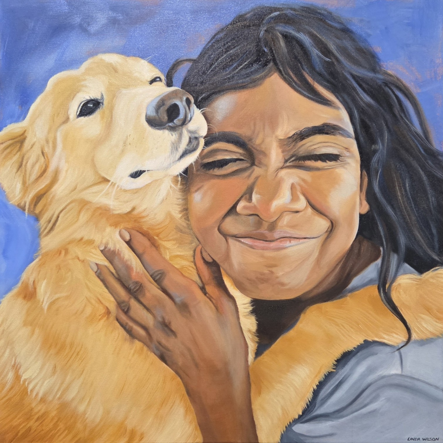 Latte & Friend - Oil on Canvas - 61cm x 61cm - Commissioned.