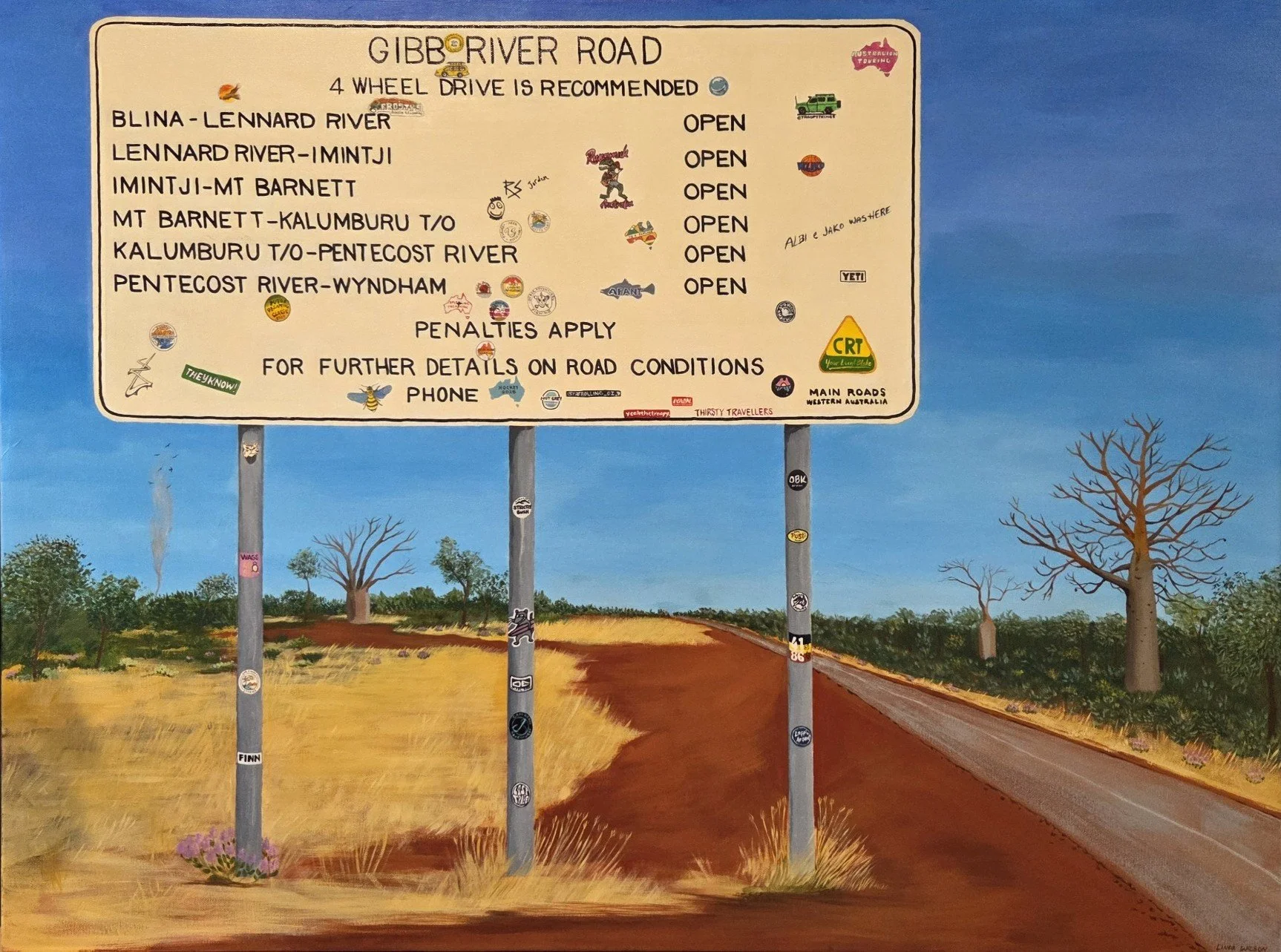 Gibb River Road Sign Original Artwork