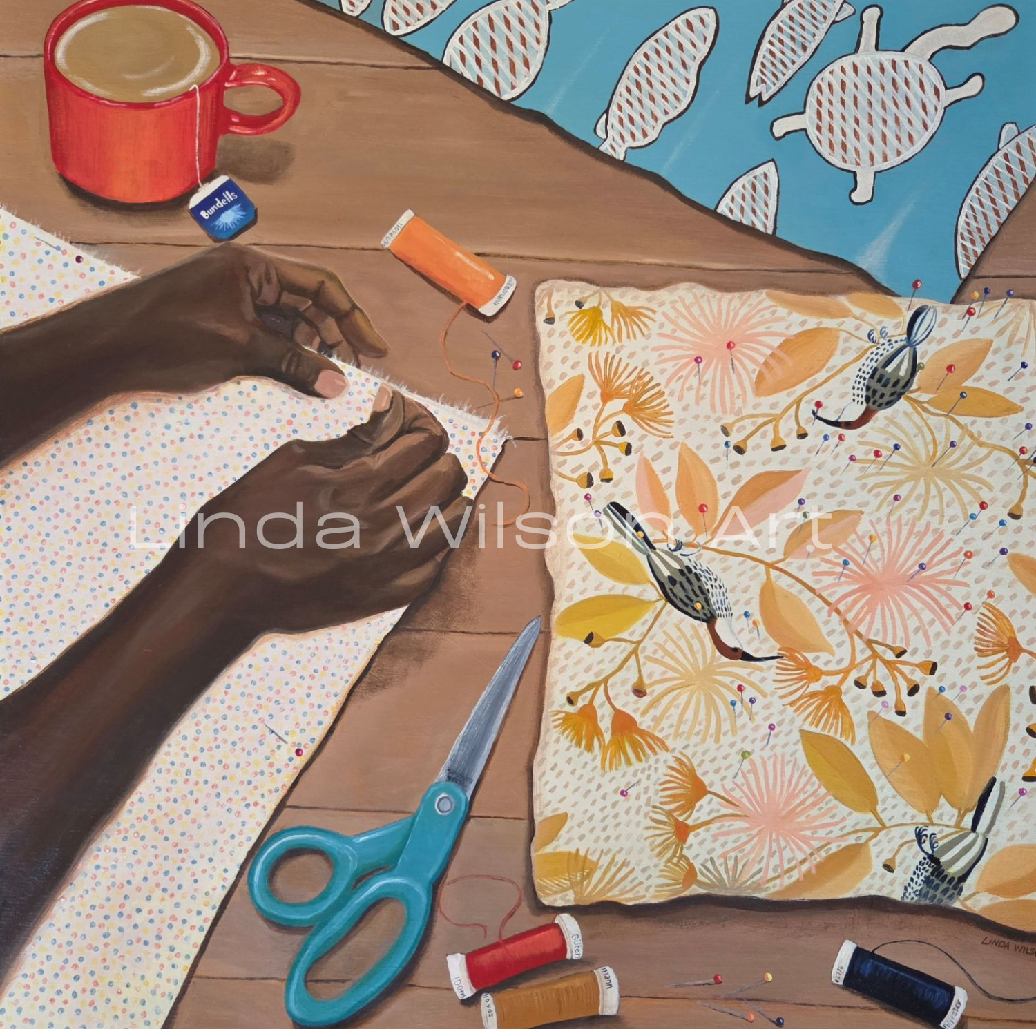 Sewing Session - Oil on Canvas - 60 x 60cm