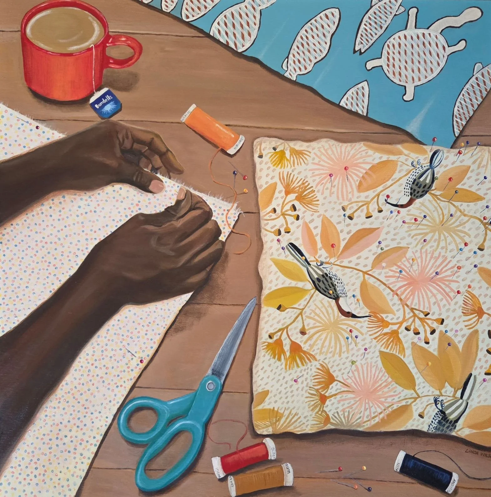 First Time Sewing - Original Oil Painting