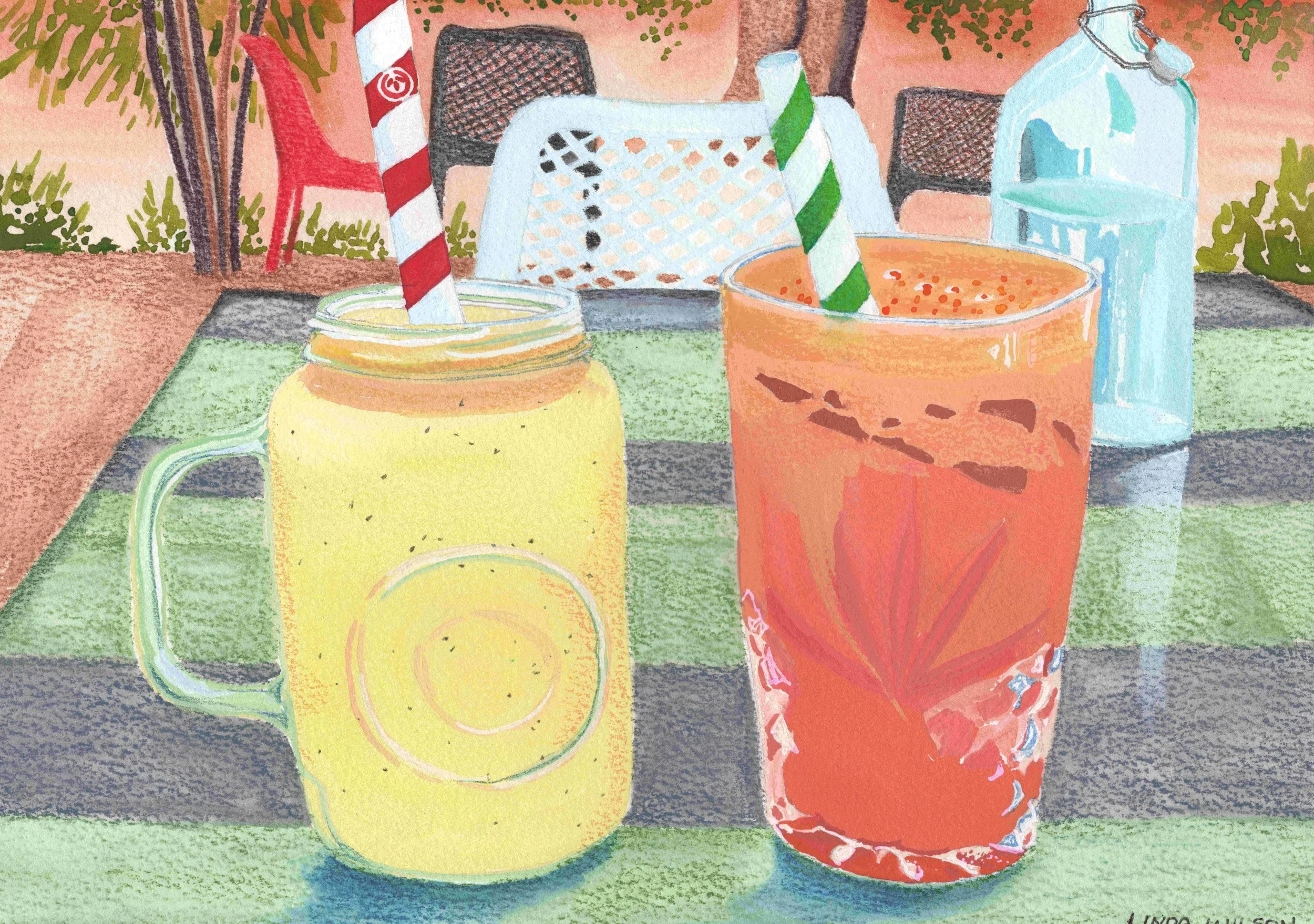 Drinks in Broome - Gouache on Paper - Original Art
