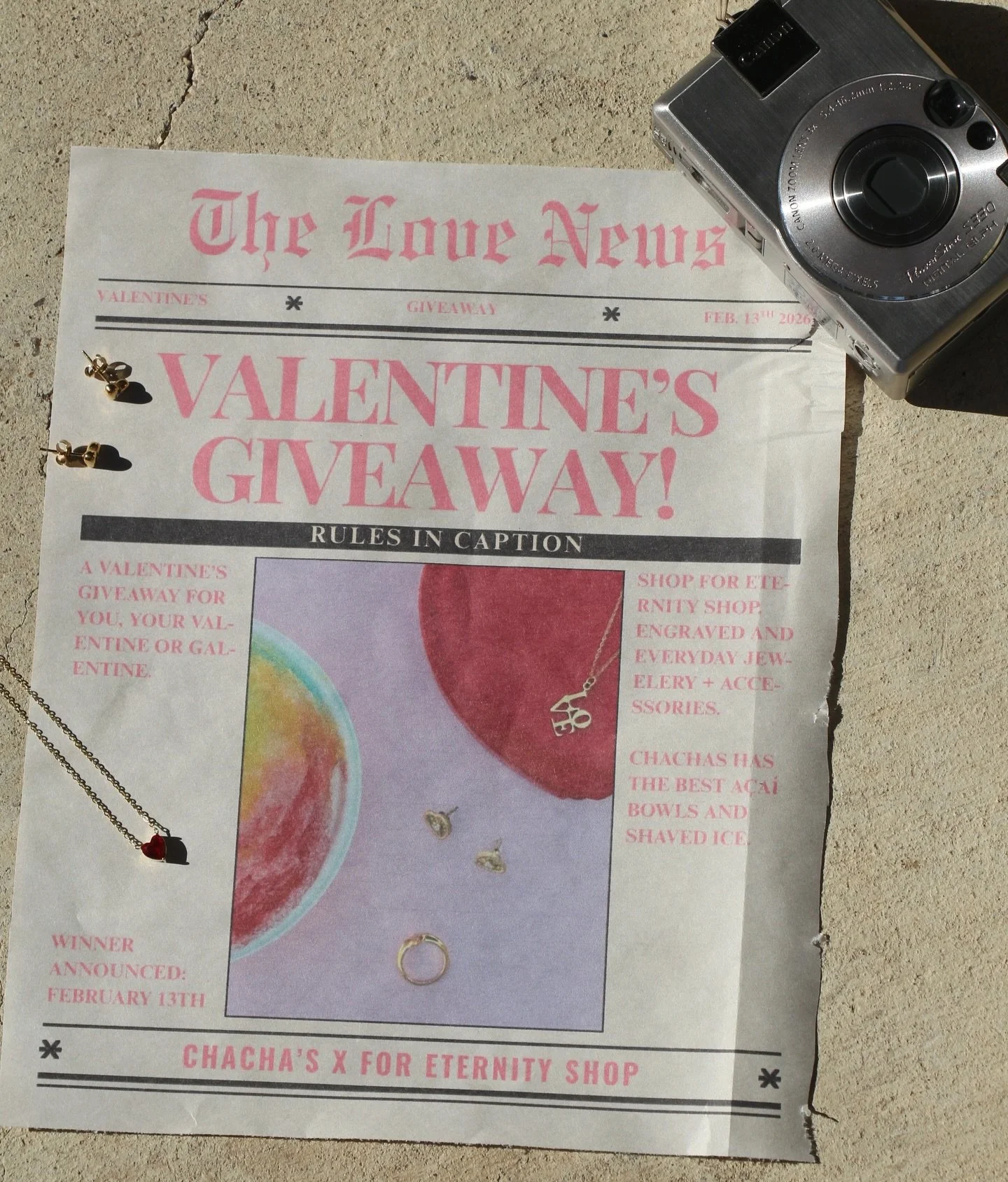 EXTRA, EXTRA&hellip; news straight from the source!🗞️

💘 VALENTINE&rsquo;S GIVEAWAY 💘
We&rsquo;ve teamed up with ChaCha&rsquo;s to spread the love 💗

One lucky winner will receive:
✨ $50 For Eternity Shop Gift Card
✨ $20 ChaCha&rsquo;s Gift Card
