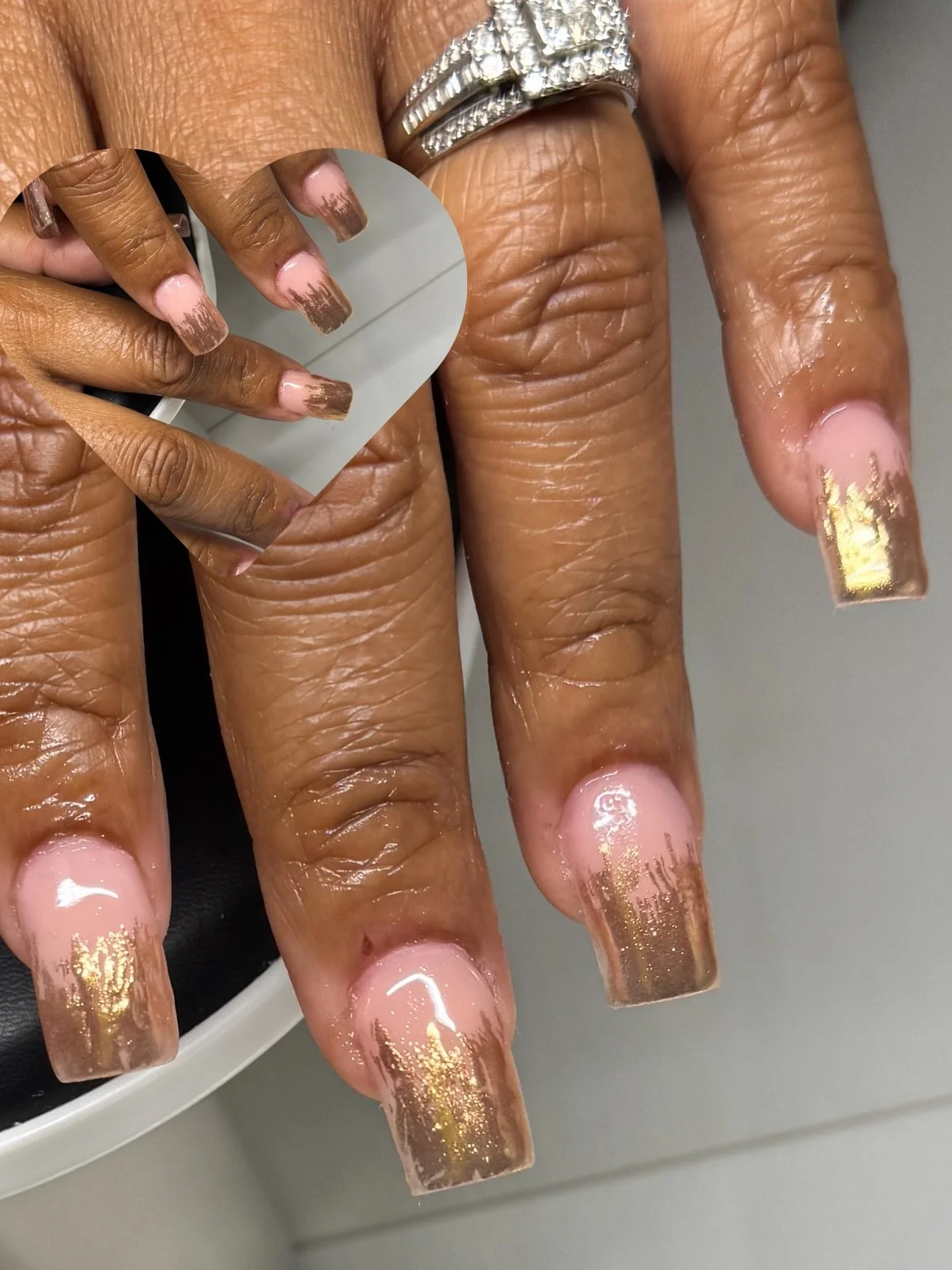 Gold drip on a pinkish nude base ✨ Giving minimalist but luxury vibes 💕 

&bull;
&bull;
&bull;
&bull;
&bull;
&bull;
#nails #milwaukeenailartist #nailart #naillover #gelnails #nailsnailnails #gangstacryl #nailsofinstagram #nailaddict #mkenailtech #mi