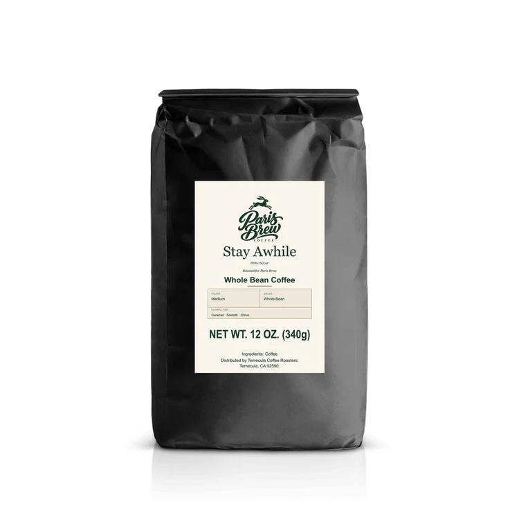 Stay Awhile whole bean coffee bag