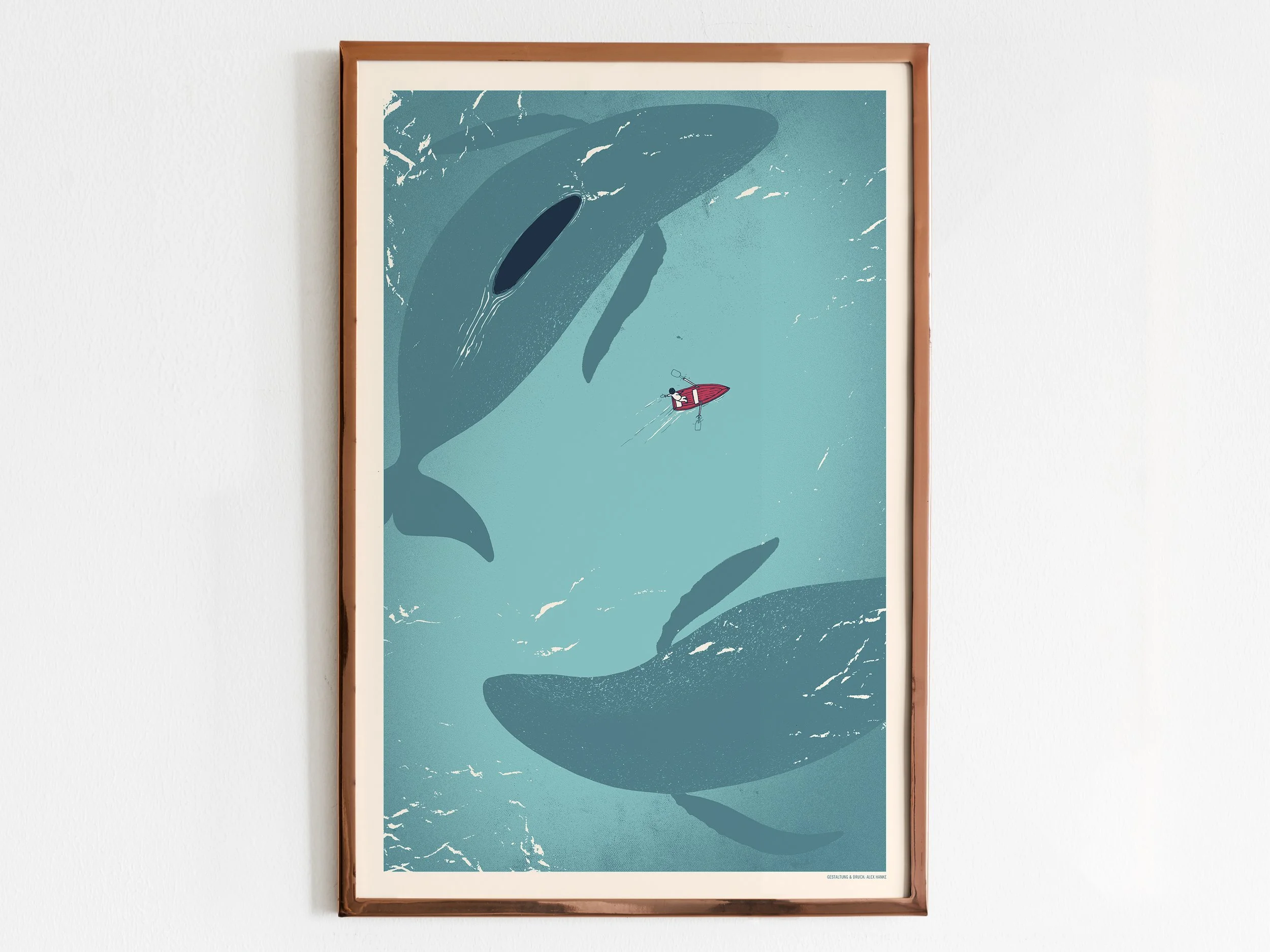 Hero Whales poster in frame