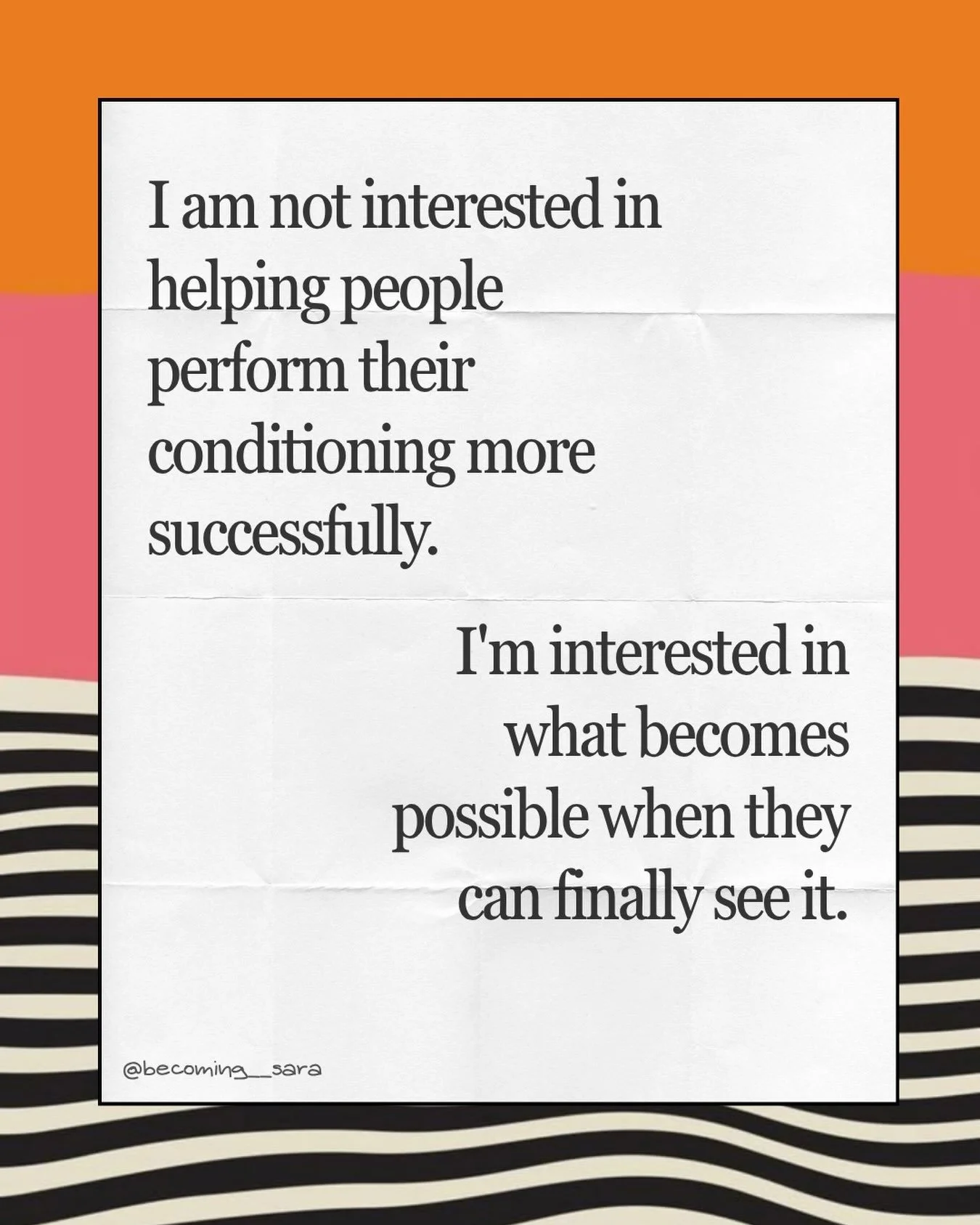 Are you still questioning something like &hellip;
what all this effort I&rsquo;m making is in service of?

This is where I believe growth can become dangerous.

When it teaches us how to optimise the person
WE HAVE LEARNT TO BE,
without ever asking u