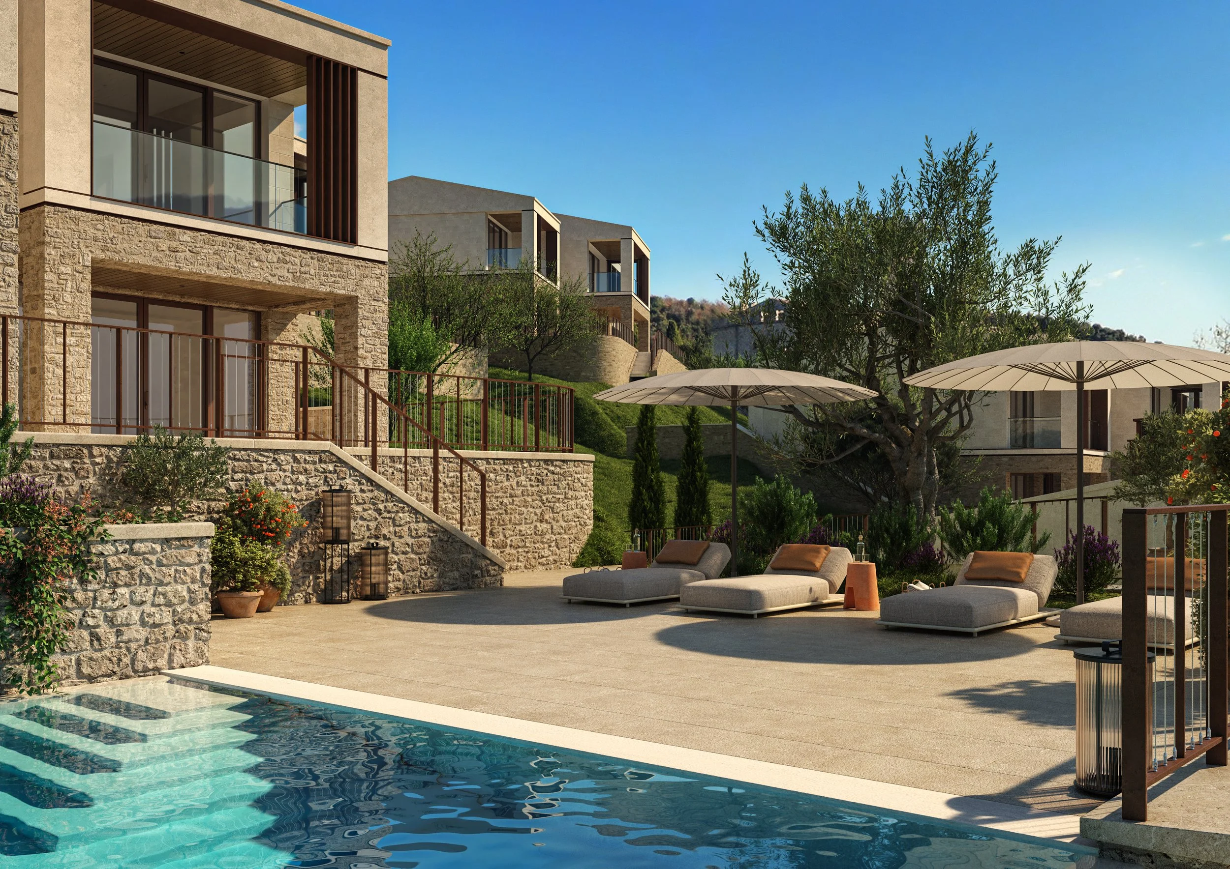 Outdoor pool & terrace - Antognolla residences
