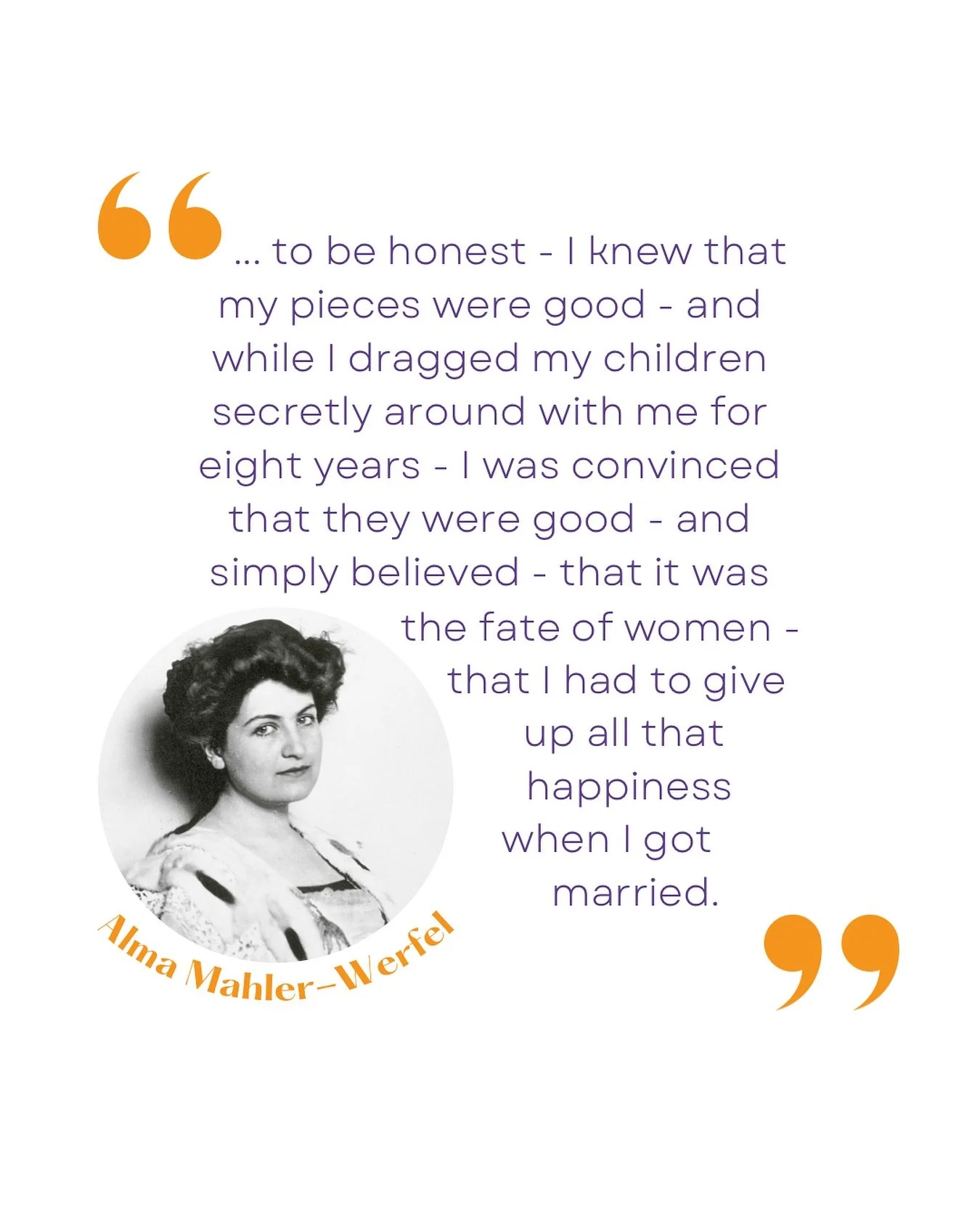 💬 𝐂𝐋𝐄𝐕𝐄𝐑 𝐐𝐔𝐎𝐓𝐄 🤓

𝔸𝕝𝕞𝕒 𝕄𝕒𝕙𝕝𝕖𝕣 grew up in a very artistic household, her father a painter, her mother a singer and many of their guests the most eminent intellectuals and artists of the Vienna of the end of the 19th century. 

A