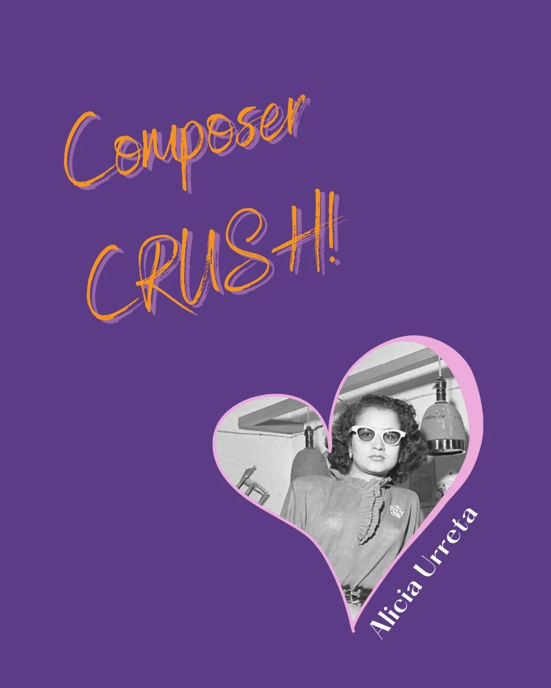 𝐂𝐎𝐌𝐏𝐎𝐒𝐄𝐑 𝐂𝐑𝐔𝐒𝐇 💝

𝔸𝕝𝕚𝕔𝕚𝕒 𝕌𝕣𝕣𝕖𝕥𝕒 (1930-1986) contributed significantly to the Mexican musical scene of the XXI century. Alongside her work as a composer and pianist, she had a central role inn the development and growth of so