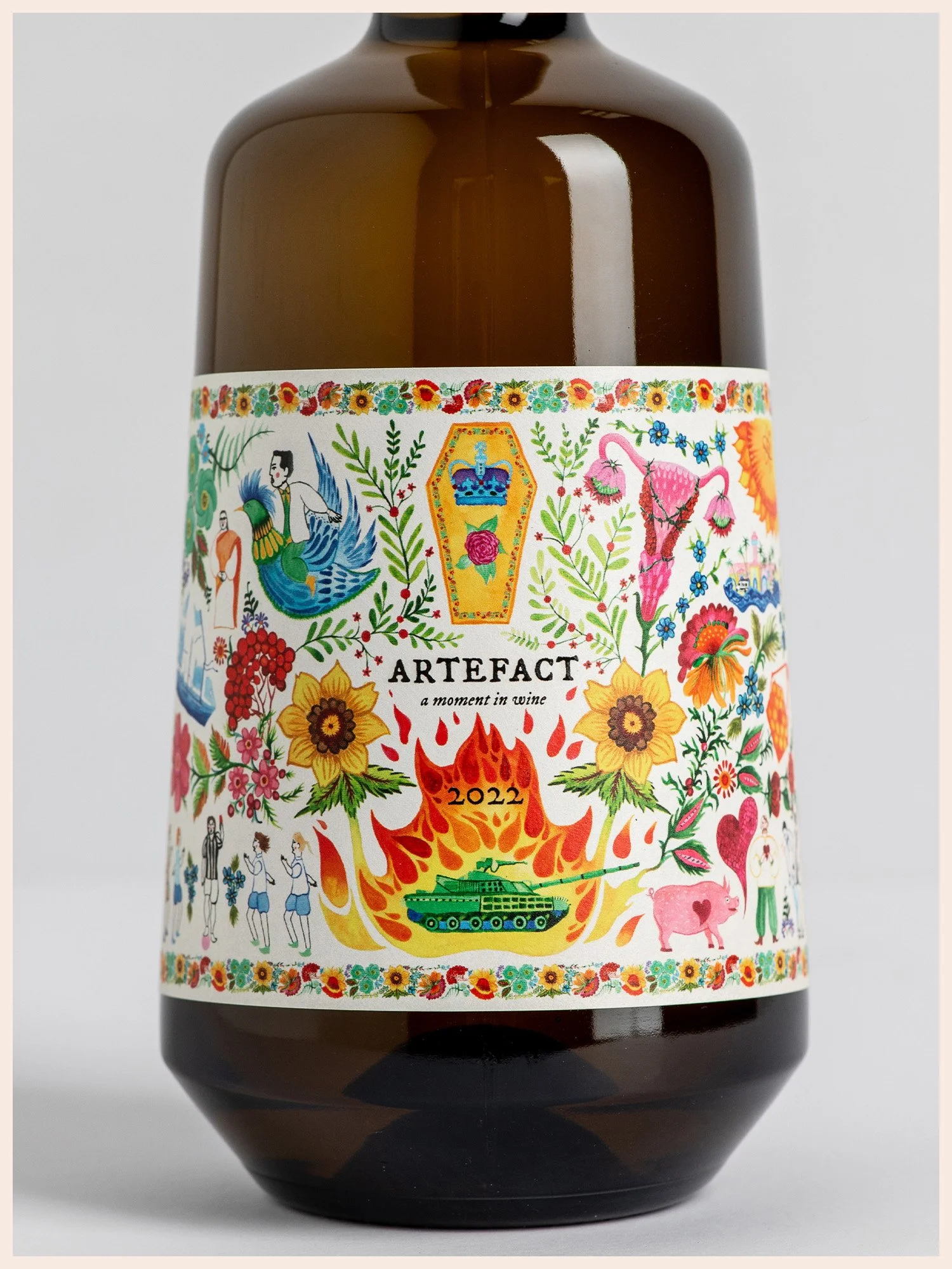 Artefact Wine A Moment in Wine 2022 Bacchus Bottle Ukrainian Petrykivka Label Image 2
